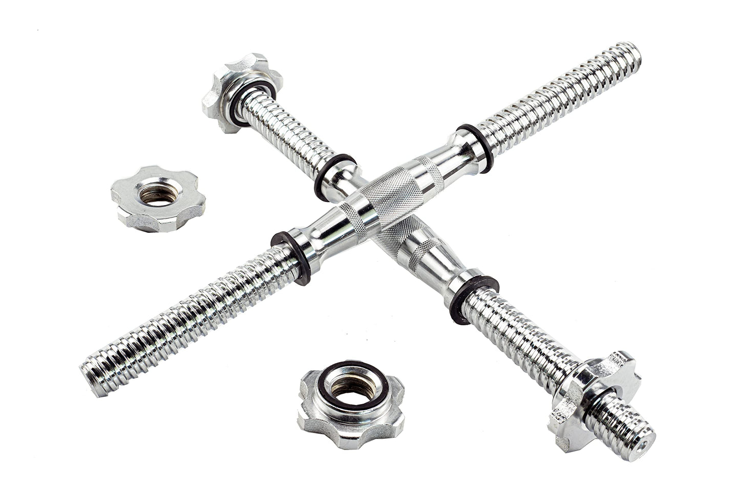 Rowland Harbor Threaded Dumbbell 12.6/14.2/14.8/15.7inch(30/35/38/40cm) curved Handles/Adjustable Dumbbell Bar Handles - Fit 1 inch Standard Weight Plate - Weightlifting Accessories - Sold in Pair