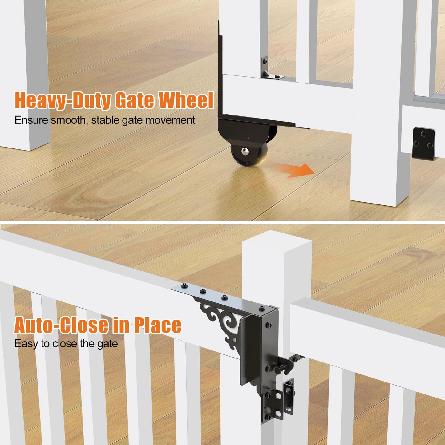 MOFEEZ Sliding Gate Kit Decorative Rolling Gate Hardware Kit Heavy Duty for Smooth Quiet Sliding Operation