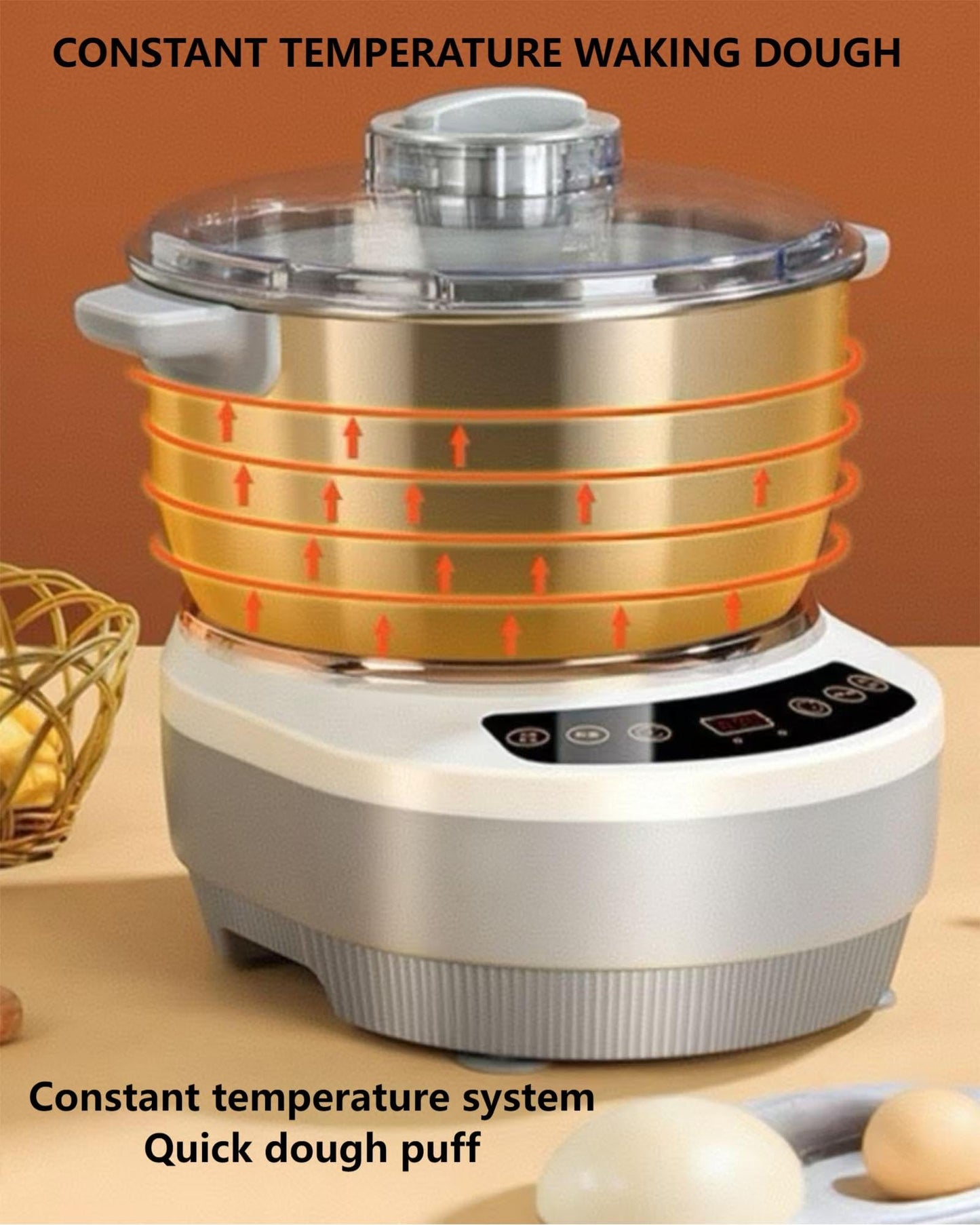 Aptovpvp Electric Dough Machine With Fermentation Function, Microcomputer Timing, Front Touch Panel, 6.3qt(7L), 304 Stainless Steel, Used For Bread, Pizza, Pancake, Dumpling Dough And Sourdough