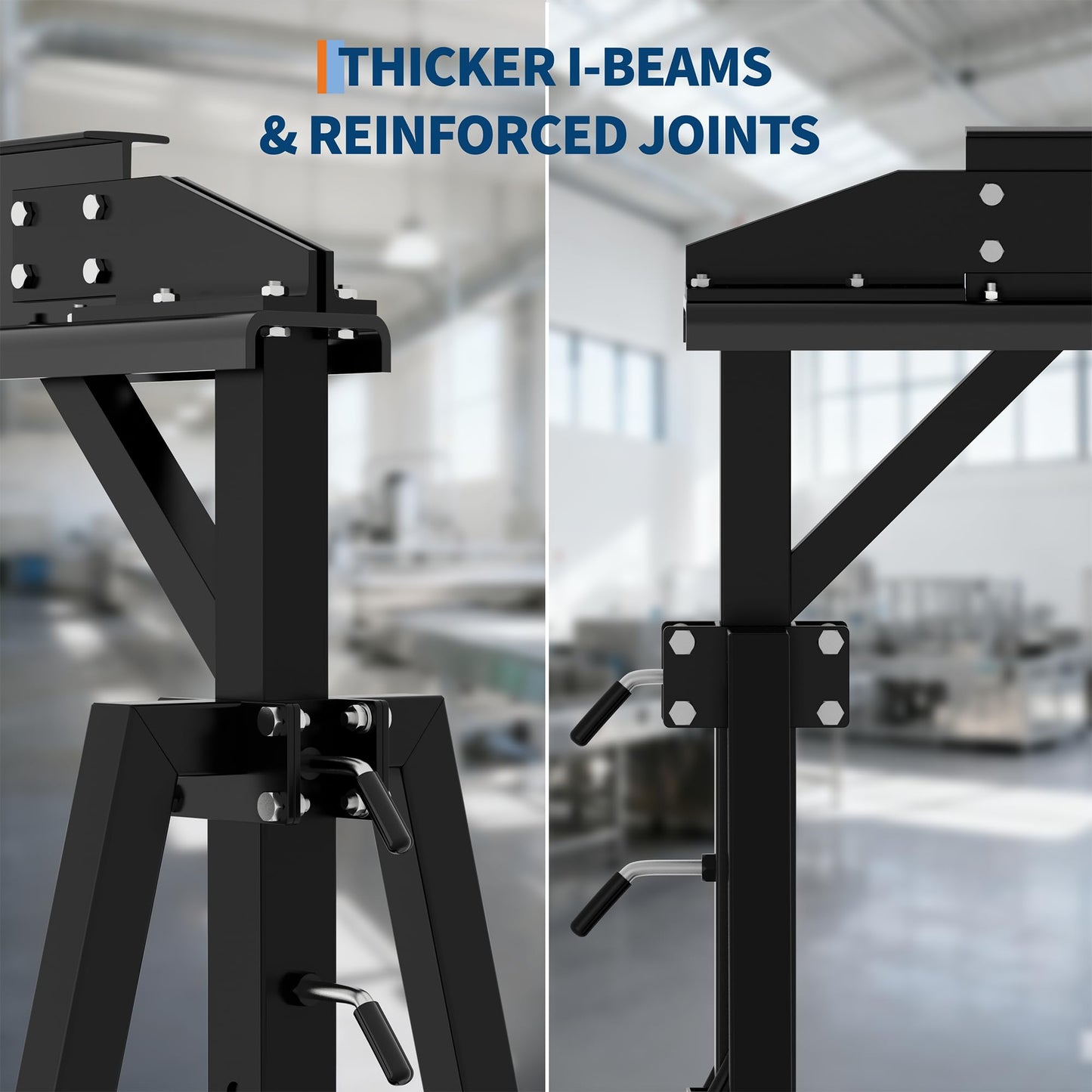 Adjustable Gantry Crane 2 Ton (4400 LBS), 12 Locking Positions (97" to 141") with Triangle Base, Portable I-Beam Hoist for Factory, Warehouse, Auto Repair & Construction