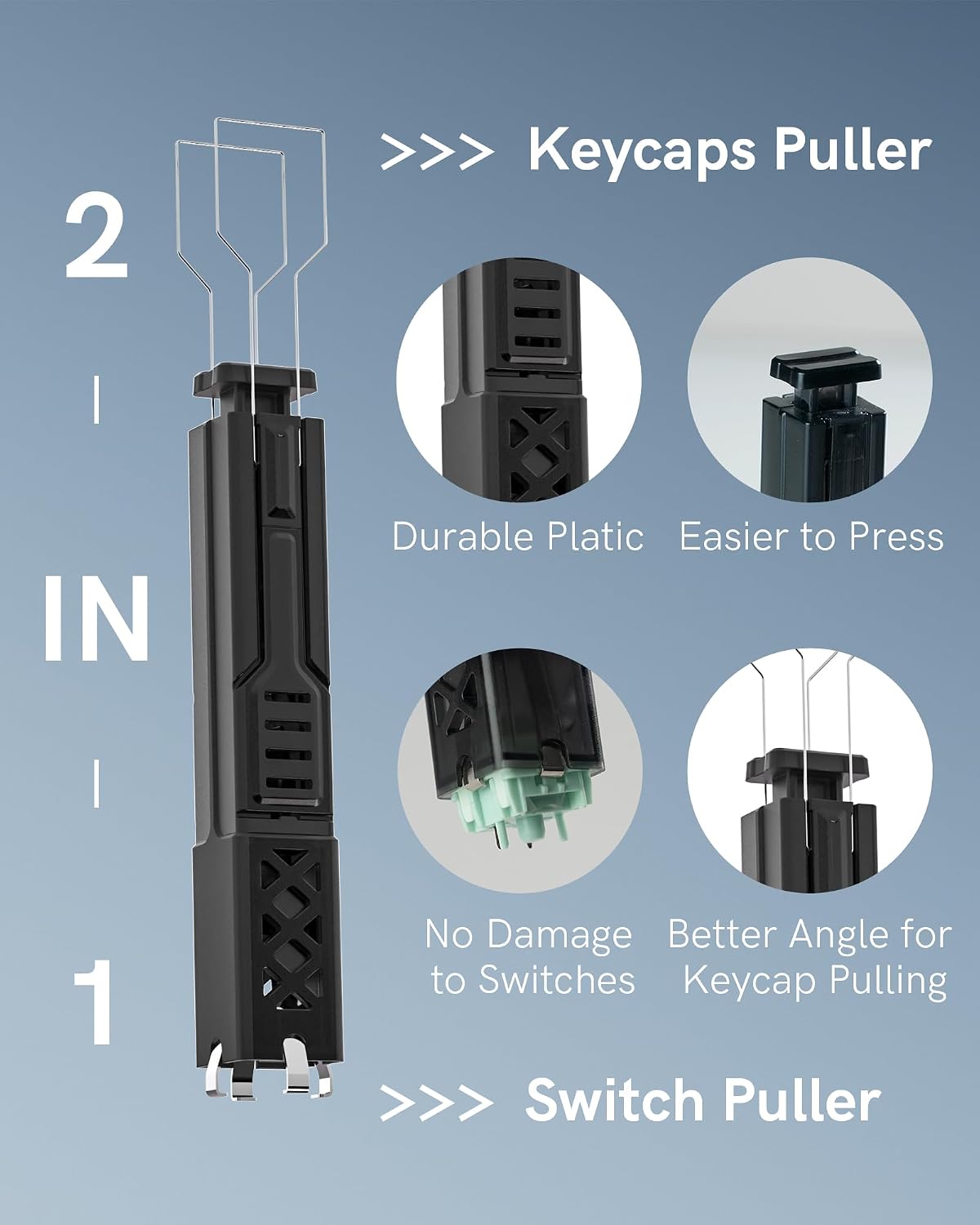 Keymatic 2-in-1 4-Claw Switch Puller and Keycap Puller for Mechanical Keyboard, Key Switch with Grip, One-Press Eject