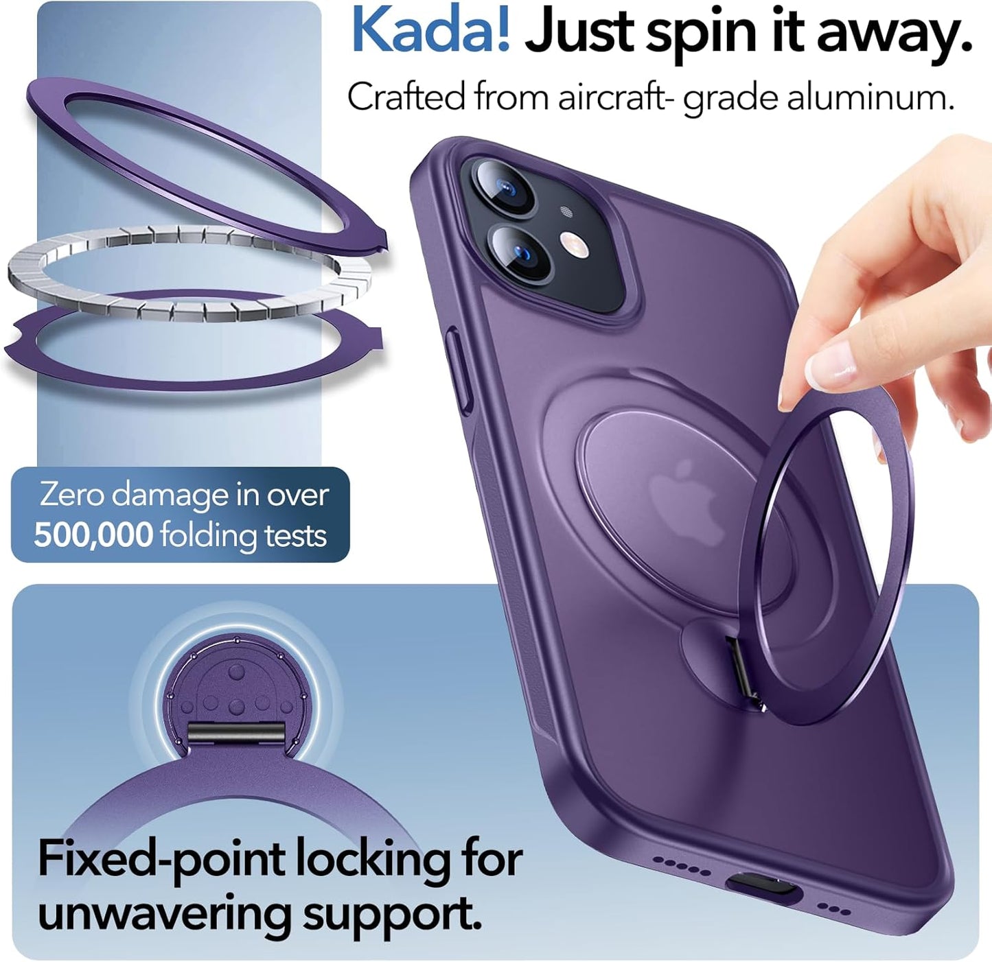 Anqrp 360 12/12 12/12 6.1", All-in-ONE Stand Case for iPhone Pro Case with Rotatable Magnetic Kickstand Ring Holder