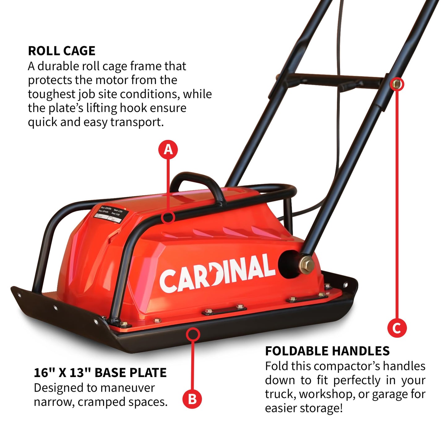 Electric Vibratory Plate Compactor Tamper 1.25 Amp for Gravel Soil Compaction
