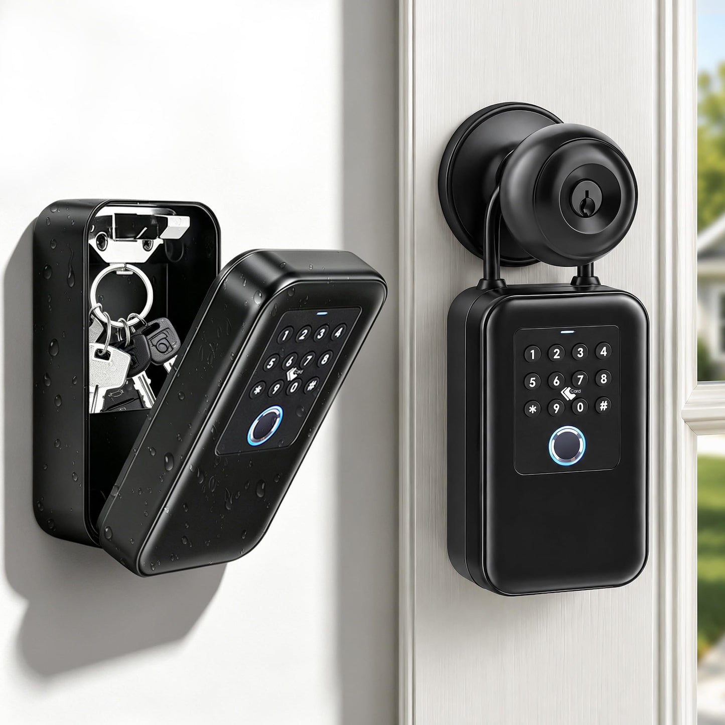 Upgraded Smart Key Lock Box for Outdoor-Key Safe with Fingerprint, Passcode, App, Card & Keys Access,IP65 Waterproof, Wall Mount or Shackle, Ideal for Airbnb, Family & Realtors | TTLock App Version