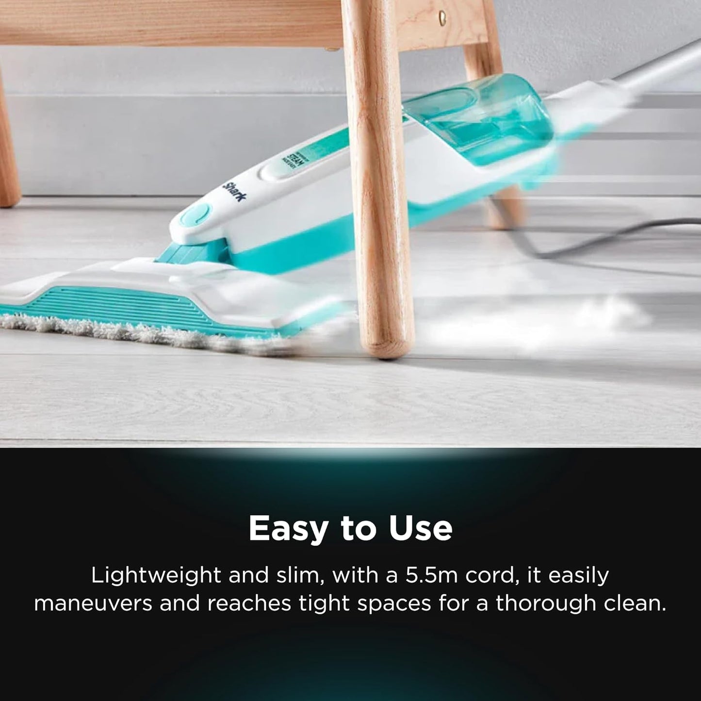 Shark Steam Mop - Hard Floor Cleaner with XL Removable Water Tank & 18-Foot Power Cord | White S1000A