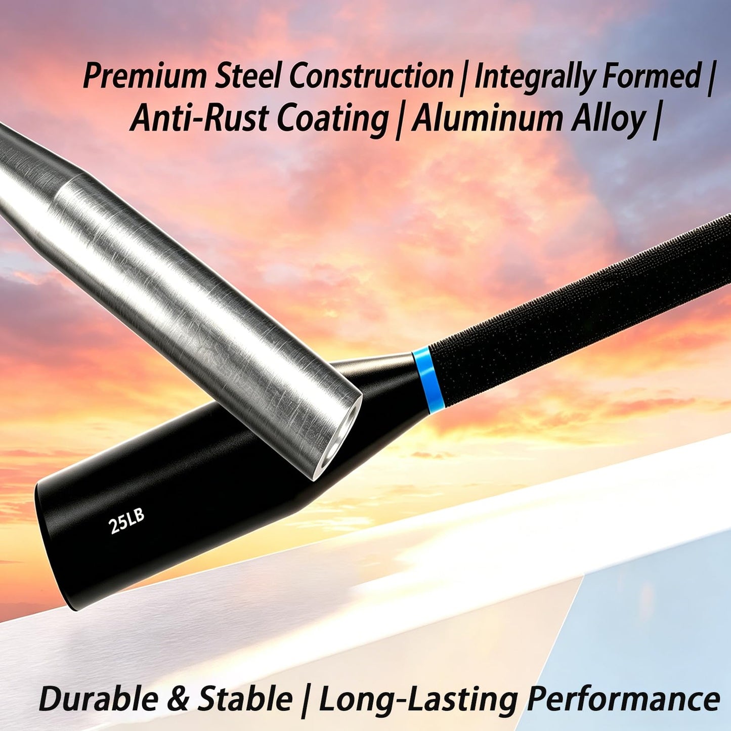 Integrally Formed Steel Clubbell, 10-35LB Weighted Barbell with Knurled Anti-slip Handle, Anti-rust Steel Barbell for Home Gym Strength Training and Full Body Workout