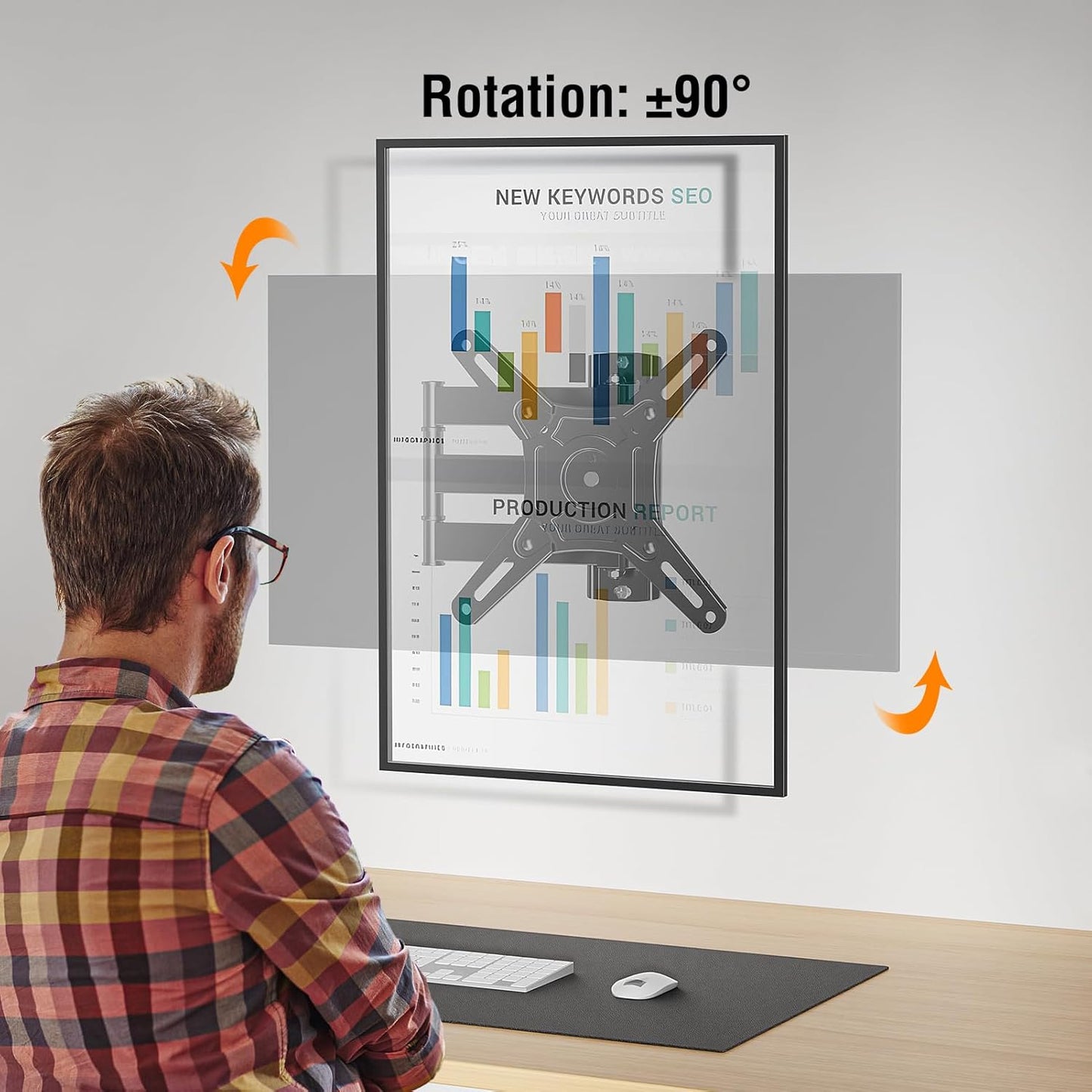 ELIVED 14-42 Inch 200x200mm, 44 lbs. Full Motion TV Monitor Wall Mount for Most LED LCD Flat Screen TVs & Monitors
