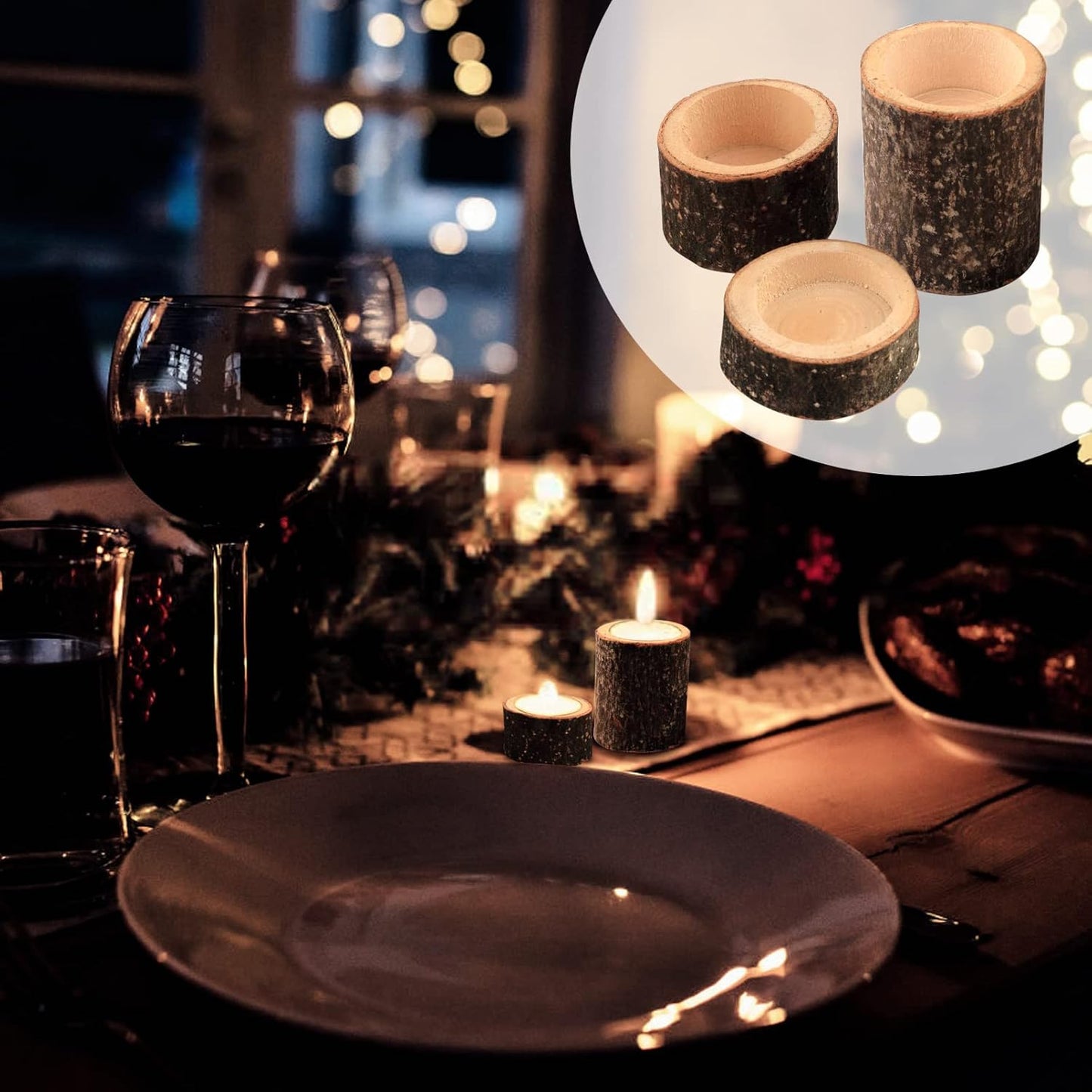 Regine Switzerland Set of 12 Wooden Tea Light Candle Holders - Personalized Rustic Votive for Weddings & Events