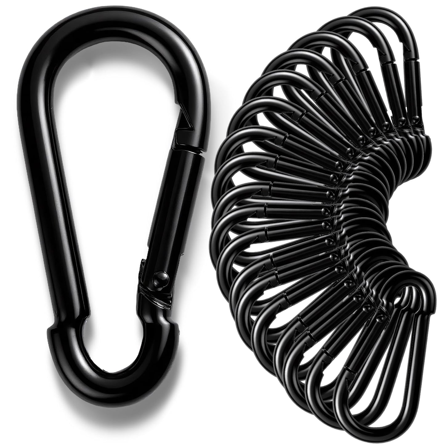 30Pack Carabiner Clips Heavy Duty, 4” Large Spring Snap Hooks Bulk, Galvanized Black 3/8” Carabiners for Camping, Solid Spring Clips for Home Gym Hanging Hammocks Swing Hiking-1100lbs Holding Capacity