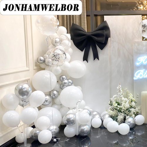 Jonhamwelbor White Balloons - 12-Inch Matte White Latex Helium Balloons | 100 Pack for Weddings & Parties