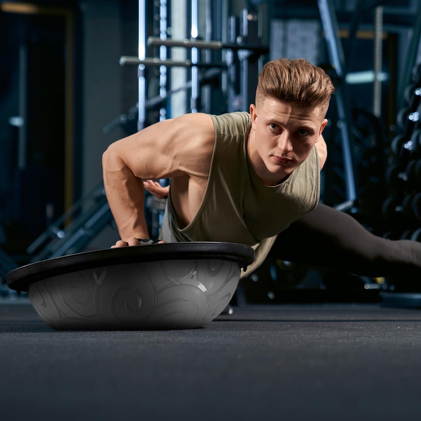 ATIVAFIT HALF BALL BALANCE TRAINER Inflatable Yoga‑Stability Ball for Core Strength & Home Workouts with Resistance Bands, Pump & Anti‑Slip Base (Supports up to 660 lbs)