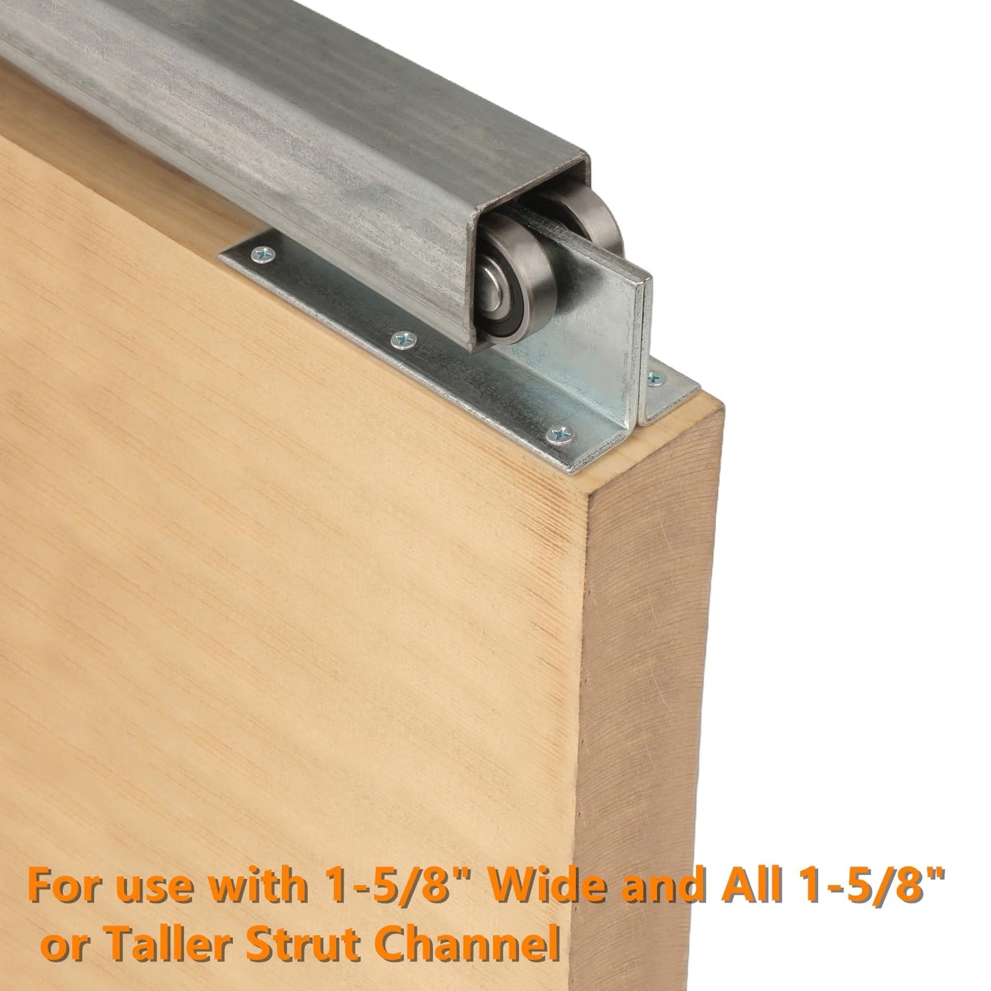BiJun 4 Wheel Trolley Assembly Roller Strut Channel Trolley Heavy Duty Barn or Shed Sliding Doors for Use with 1-5/8" Wide and All1-5/8 Taller Strut Channel (Silver 4 Packs)