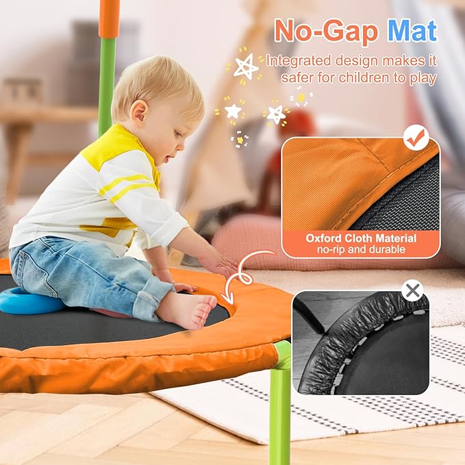 Ativafit 36inch Mini Toddler Trampoline for Kids Ages 2-6 Indoor Outdoor Folding Small Rebounder Trampoline with Foam Handle Safety Padded Cover Fun for Kids