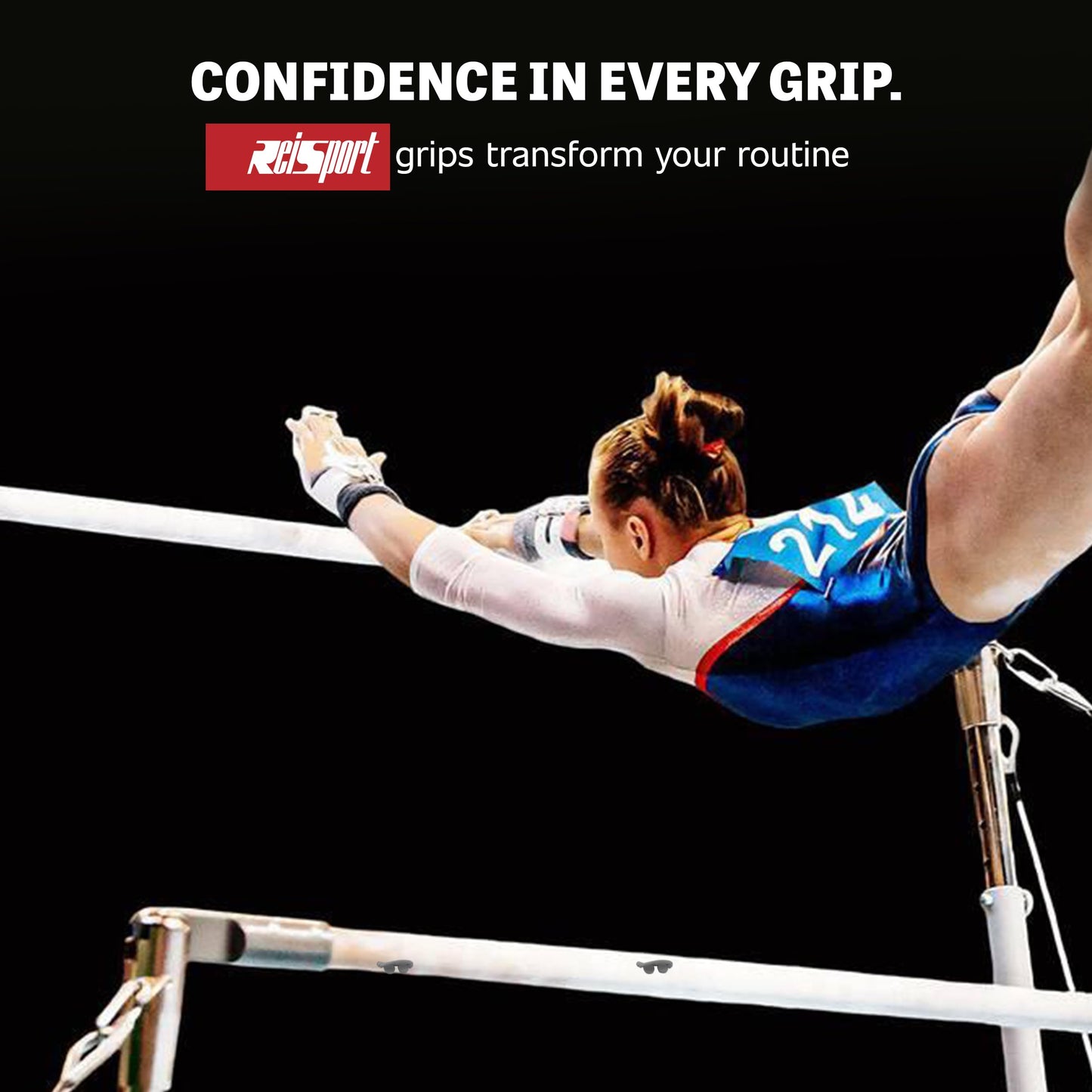 Reisport Women's Uneven Bar Double Buckle Gymnastics Grips - Durable Leather Hand Grips for Gymnastics Bars Women & Girls - Gymnastics Equipment & Accessories Advanced Gymnasts, Made in USA - Medium