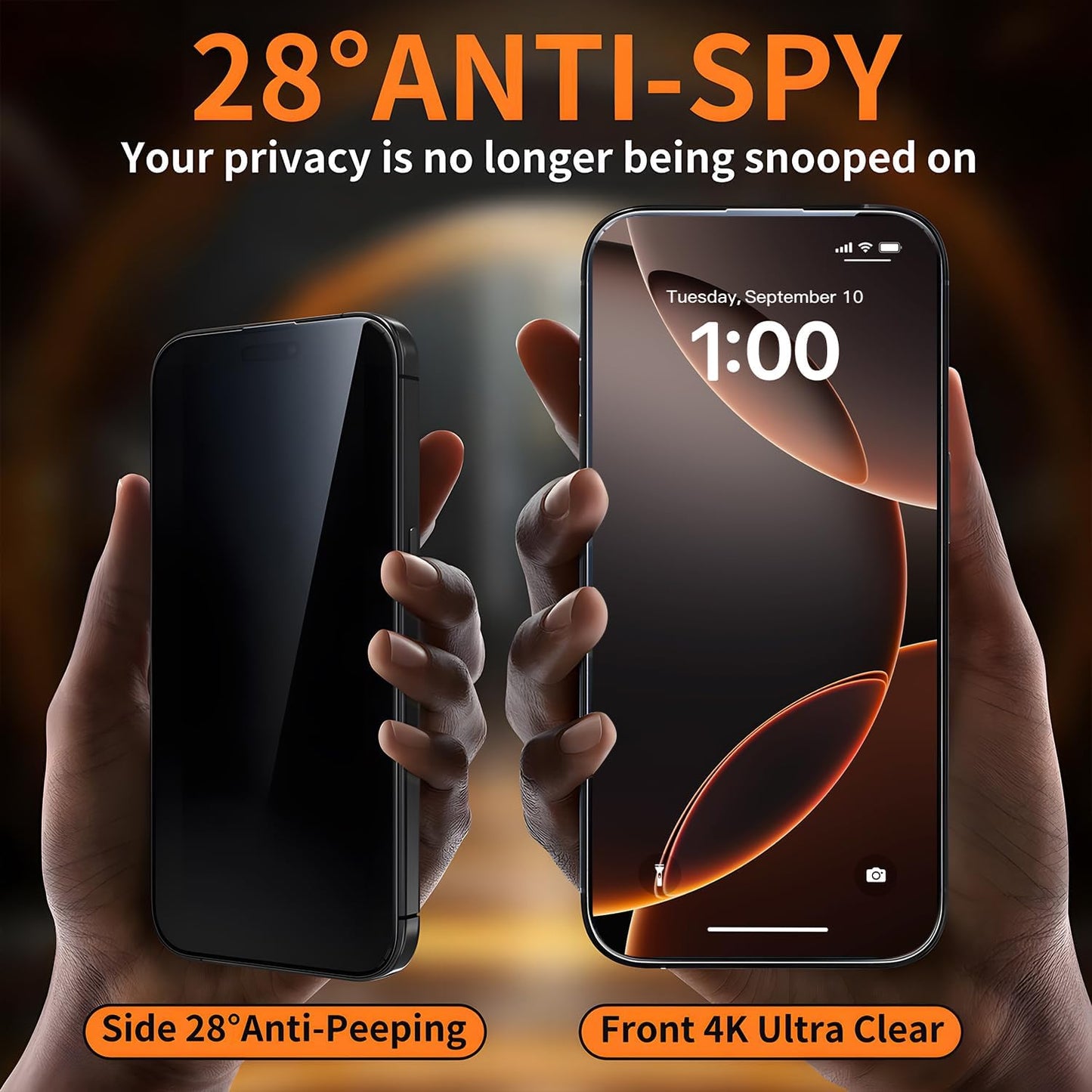 2 Packs 16 6.3-inch 9H+ [10X X-it Privacy Screen Protector for iPhone Pro - [Auto-Dust Removal] Tempered Glass Military