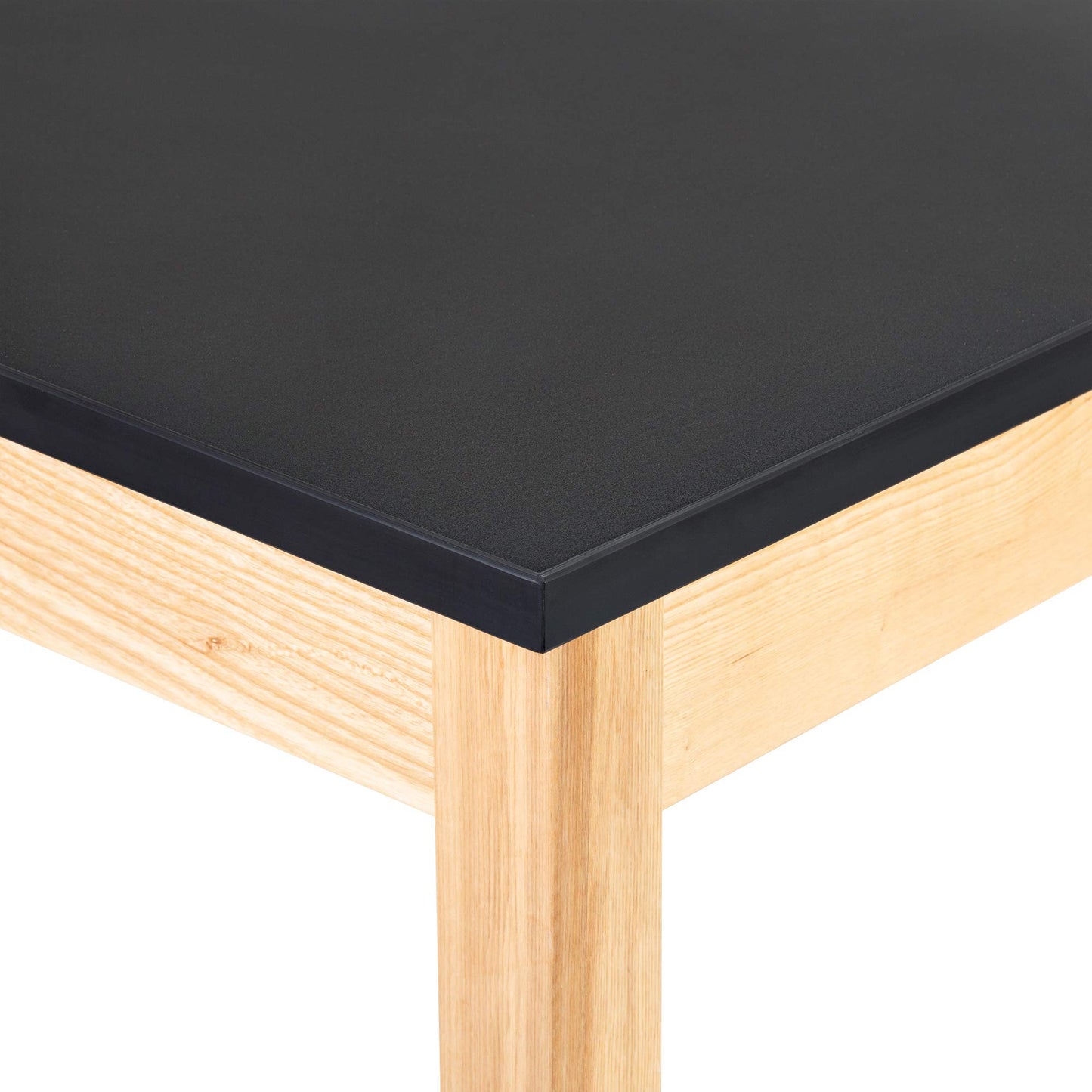 Learniture Classroom Science Lab Table with Phenolic Resin Top, Solid Ash Wood Finish, 24" D x 60" W x 30" H, Black