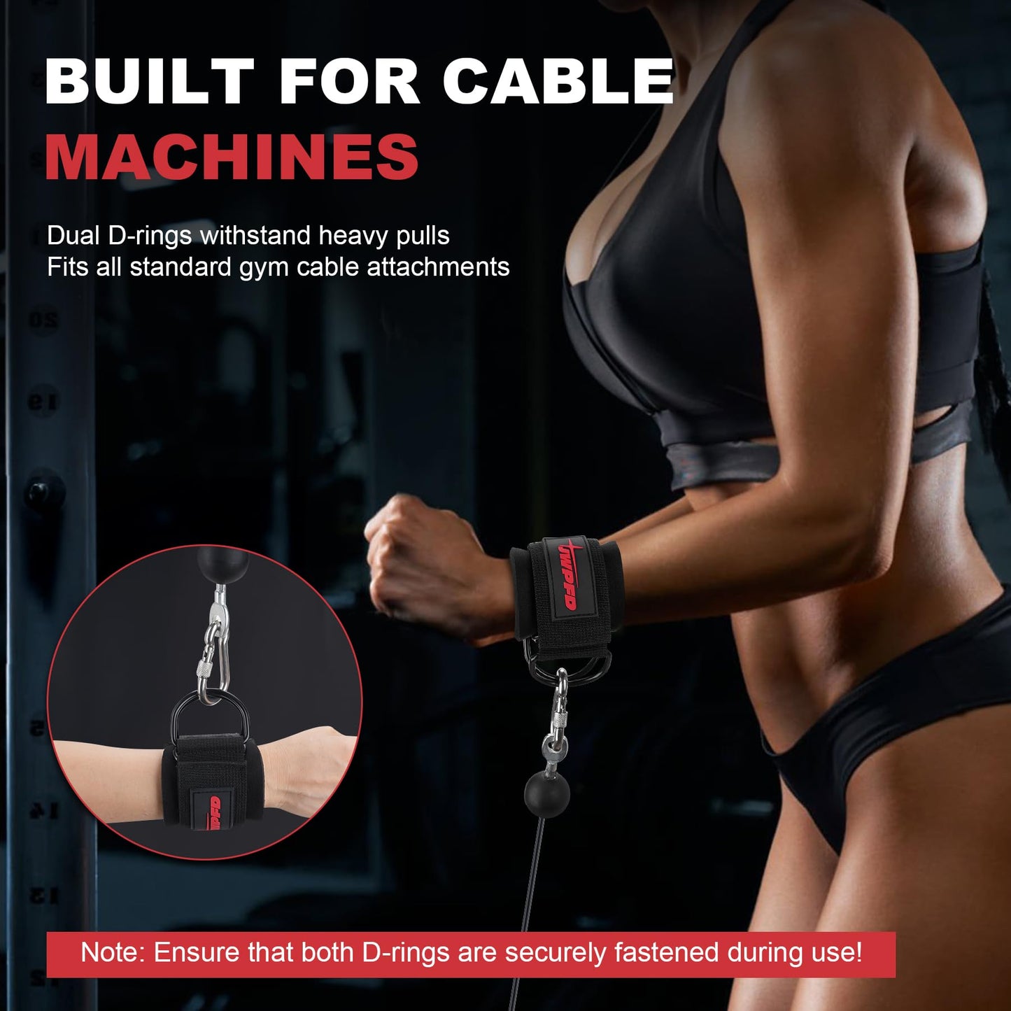 Wrist Straps for Cable Machines Wrist Cuffs for Men Woman Neoprene Padded Straps for Gym Strength Training Equipment (Black, M)