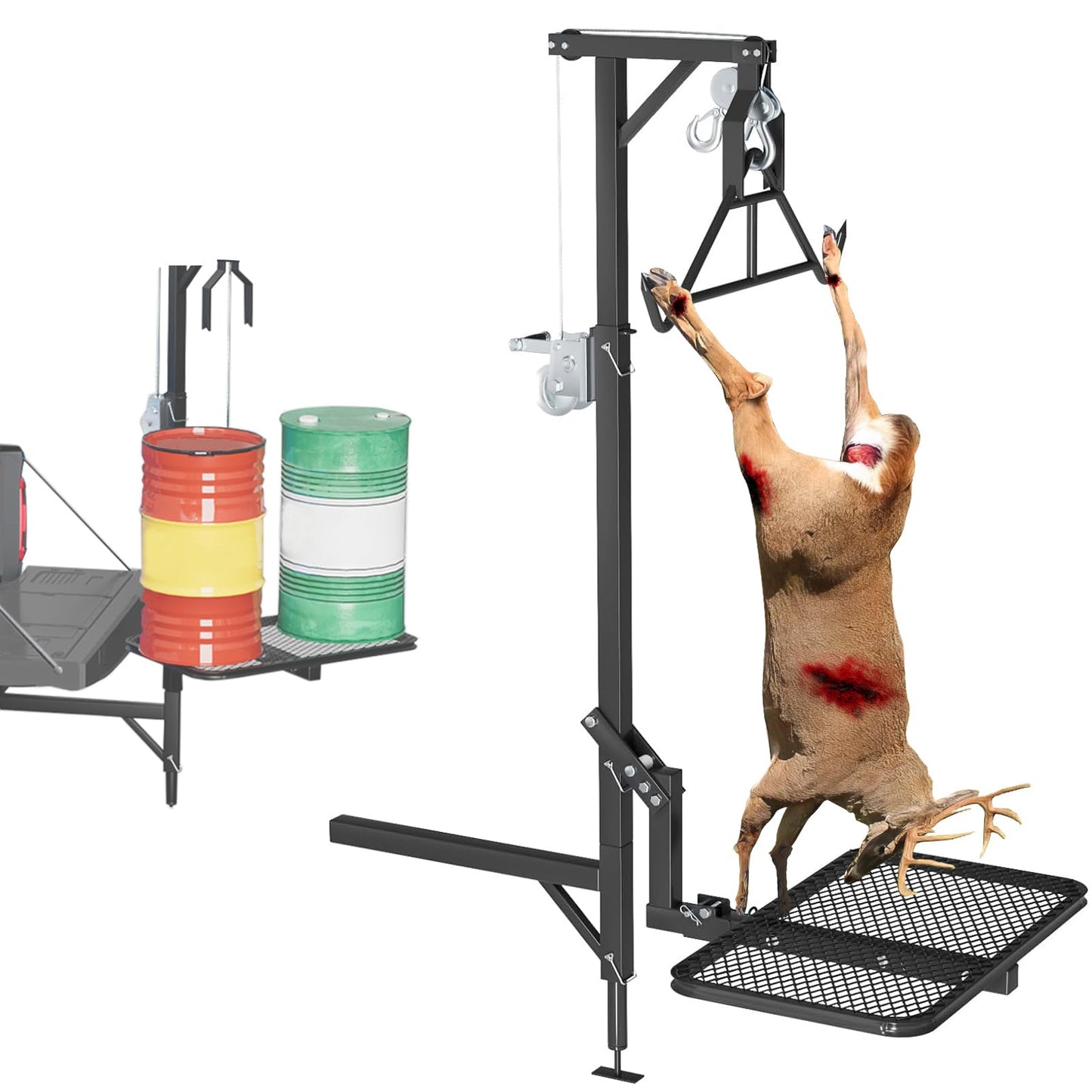 CROSSHIP Truck Hitch Game Hunting Hoist with Lifting System - for 2'' Receiver, 360° Swivel Hitch Crane & Lift - Truck Bed Kit with Winch/Gambrel - 400lbc Hoist & 250lbc Lift