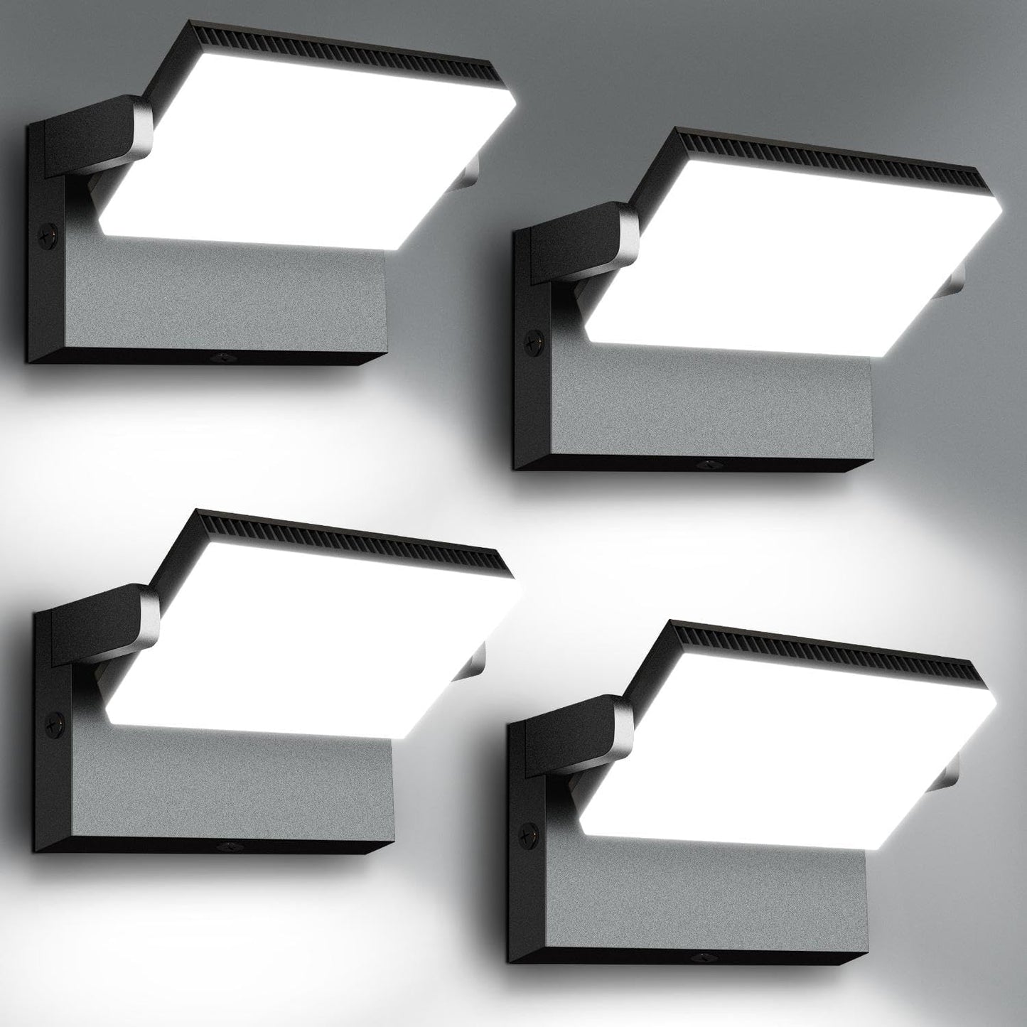 ledmo 150W LED 360° Rotatable Flood Lights, Outdoor Adjustable Head Exterior Lighting Fixture, 5000K Waterporof Commercial Security Wall Pack for Yard, Garage, Barn, House, 4 Pack
