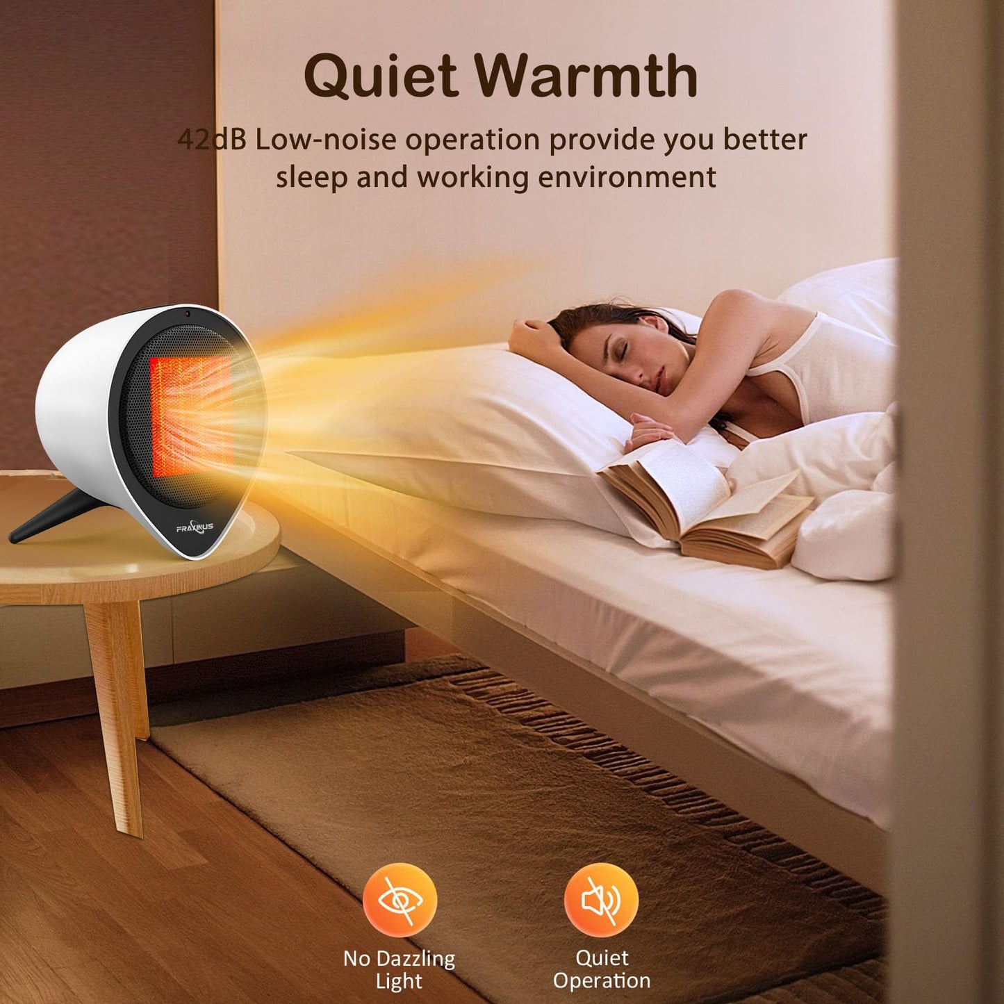 Small Ceramic Heaters for Indoor Use, 1500W PTC Electric Heating with 15H Timer, Overheat and Tip-Over Protection, Safe and Quiet Heat Up 200 Square Feet for Desk, Office, Bedroom and Home. (White)