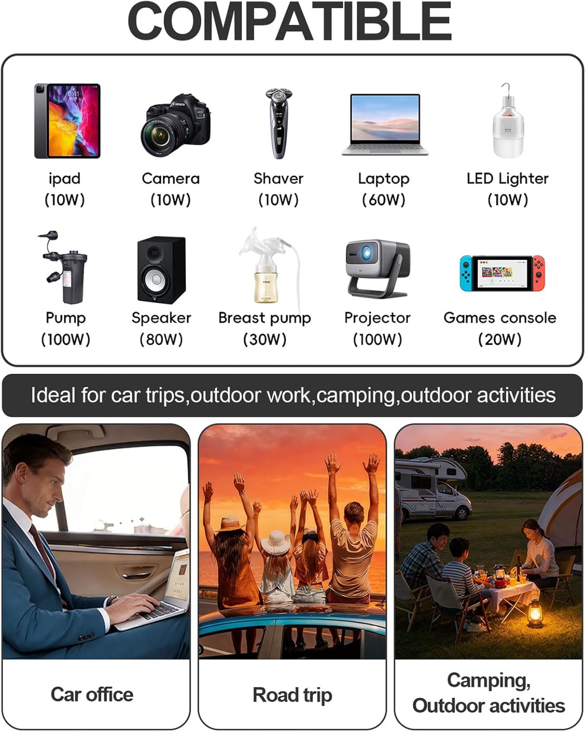 DrimMek 400W 12V 110V 65W 24W Car Power Inverter - Dual DC to AC Car Plug Adapter Outlets, Fast Charging USB C & Port