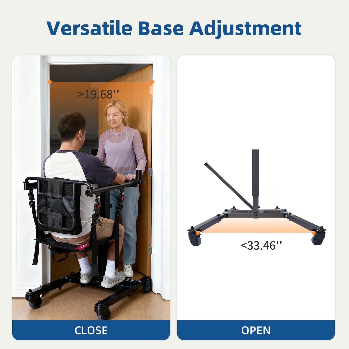 CQmuniu Patient Lift Transfer Chair,Adjustable Height Lift Chair,Electric Lift Assist Devices for Home & Car, Portable Transport Wheelchair for Seniors & Disabled,YW07