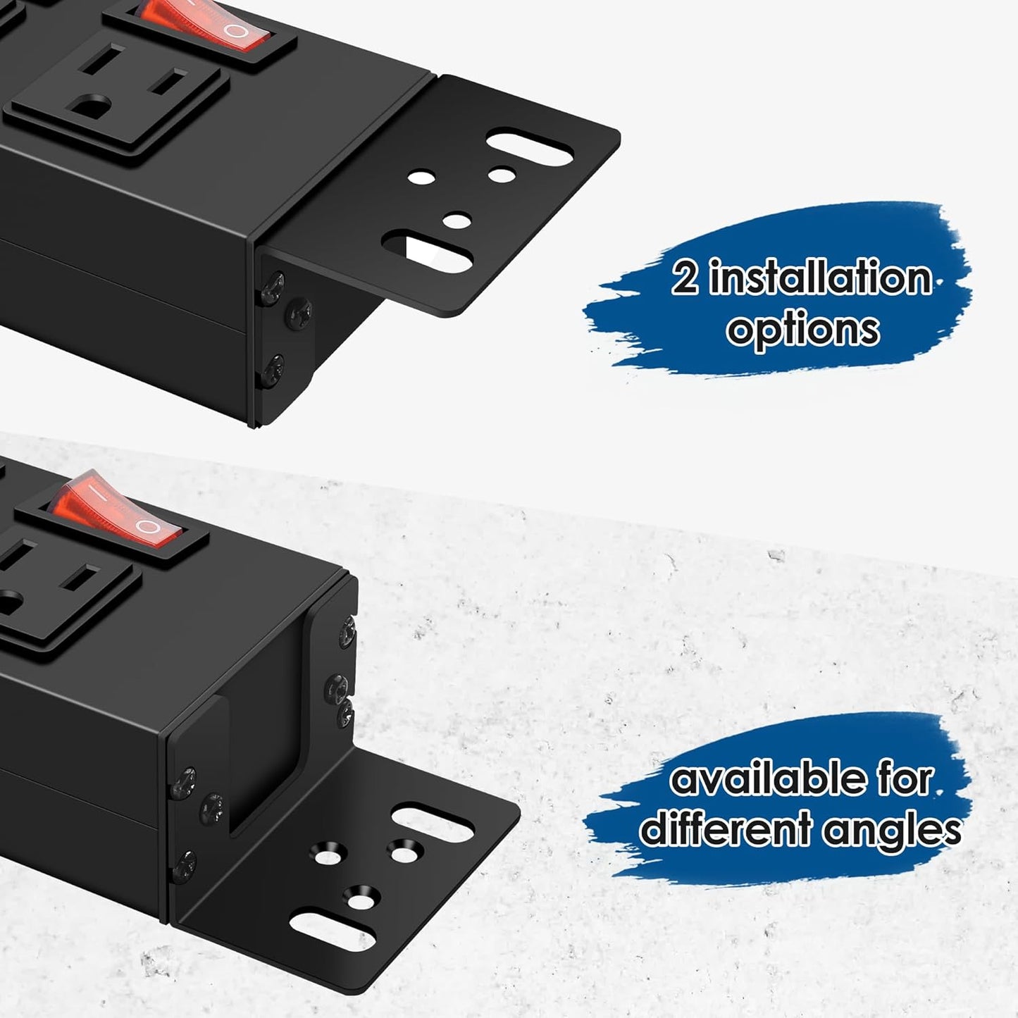 Jgstkcity Strips,8 Switches,1.5U Racks,14AWG Cord,2700J,15A 125V 1875W 10 Rack Mount PDU Power Outlet Surge
