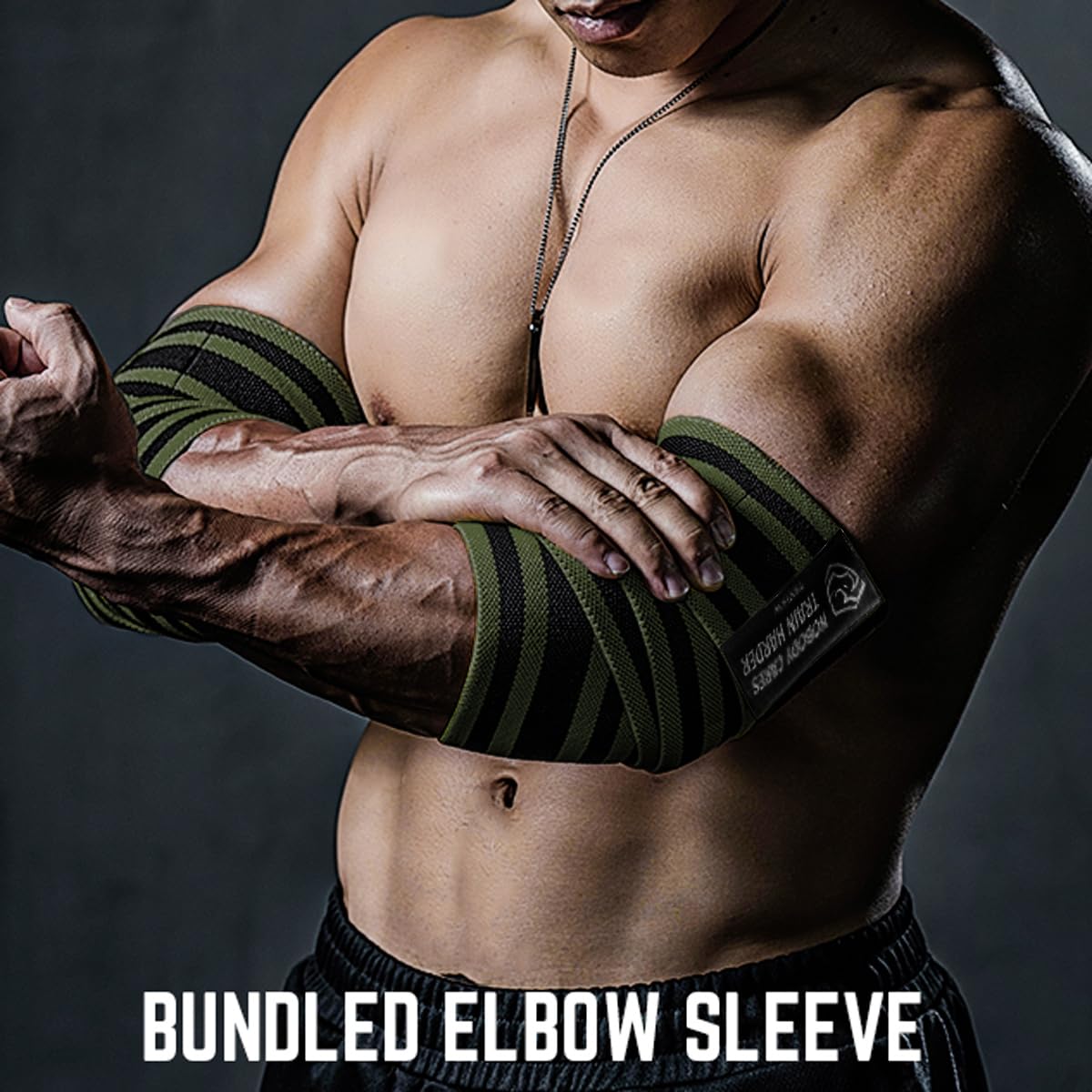 Elbow Wraps for Weightlifting (1 Pair), 47" Elastic Elbows Support & Compression Powerlifting, Fitness, Cross Training & Gym Workout - Elbow Straps for Weight Lifting