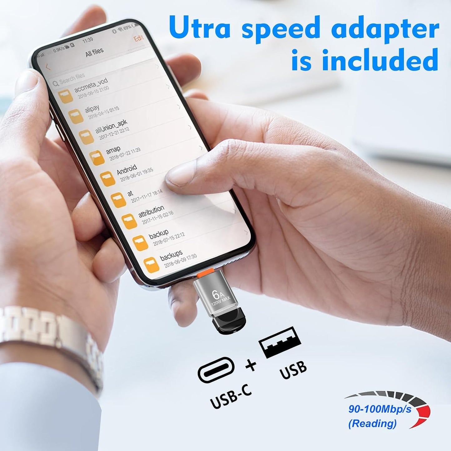 EASTBULL 8GB 5 Pack USB2.0 FAT32 8 5 Pack 1 Small Flash Drives Mini USB Drive with a USB-C Adapter, Mini Thumb Drive GB