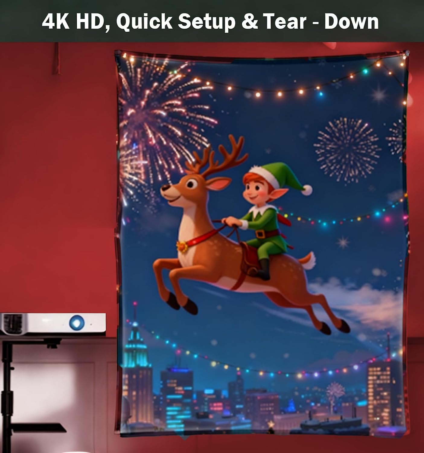 RODASS (120Inch) Holographic Rear Projection Screen: Foldable and Portable Anti Crease Indoor Projection Screen