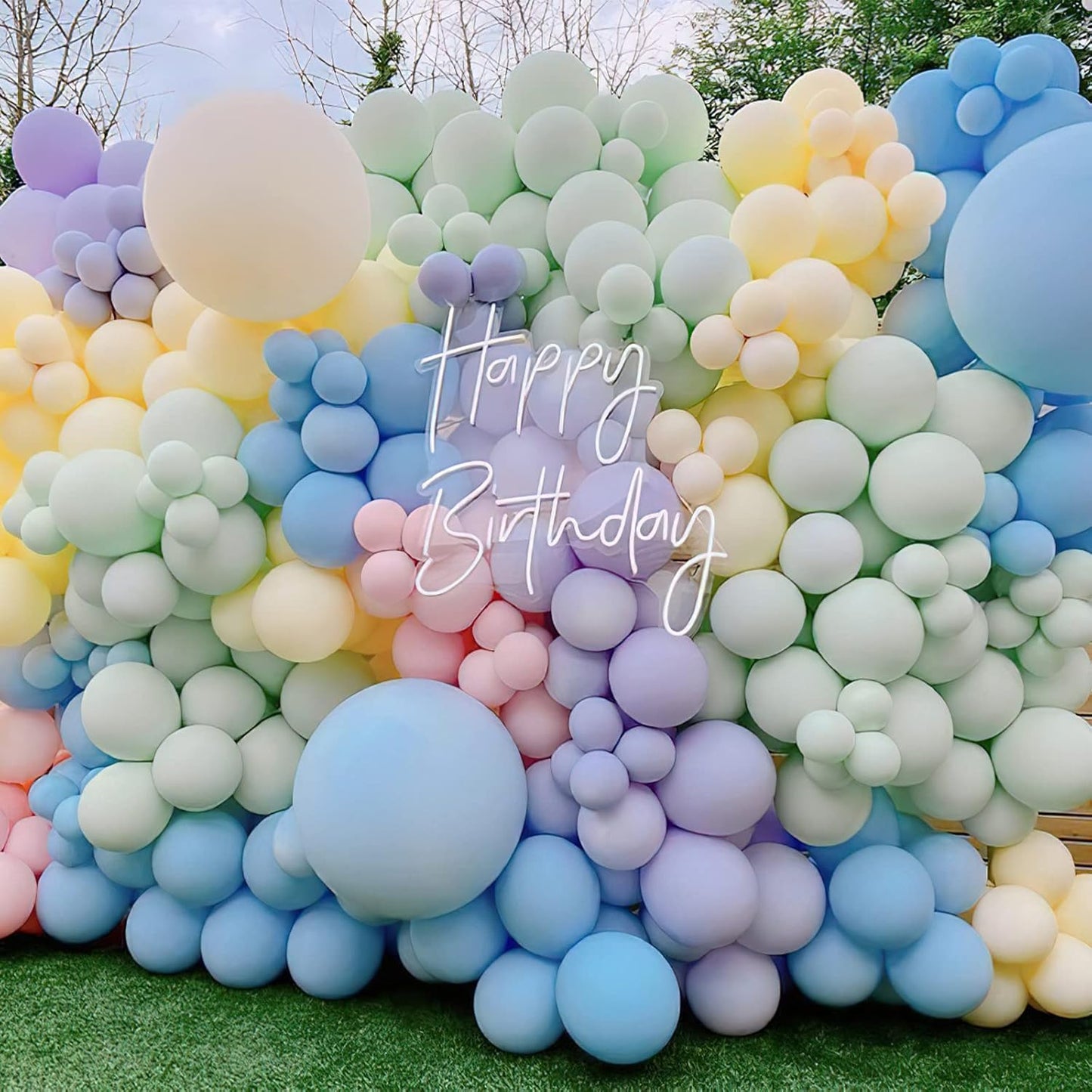 PartyWoo Pastel Balloons - 50pcs 12 Inch Rainbow Latex Balloons for Baby Showers & Celebrations