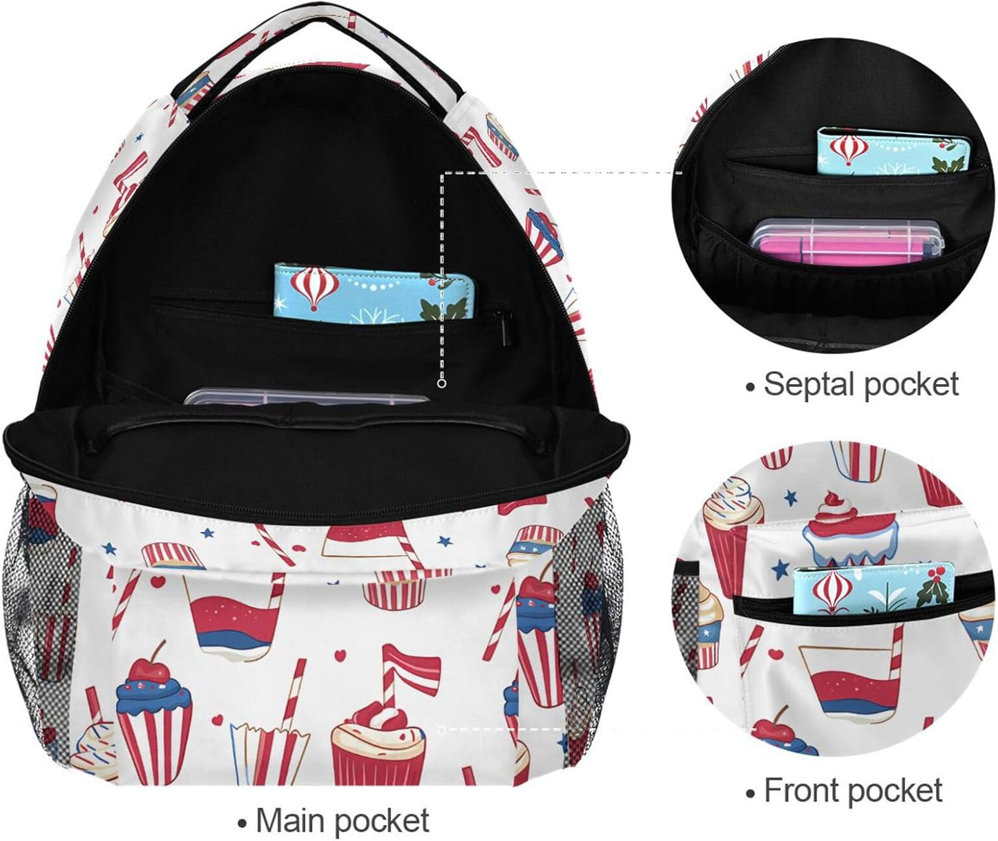 Backpacks Pack ALAZA Icecream Flag Pattern School Business Travel Hiking Camping Rucksack for Men Women Teens Kids