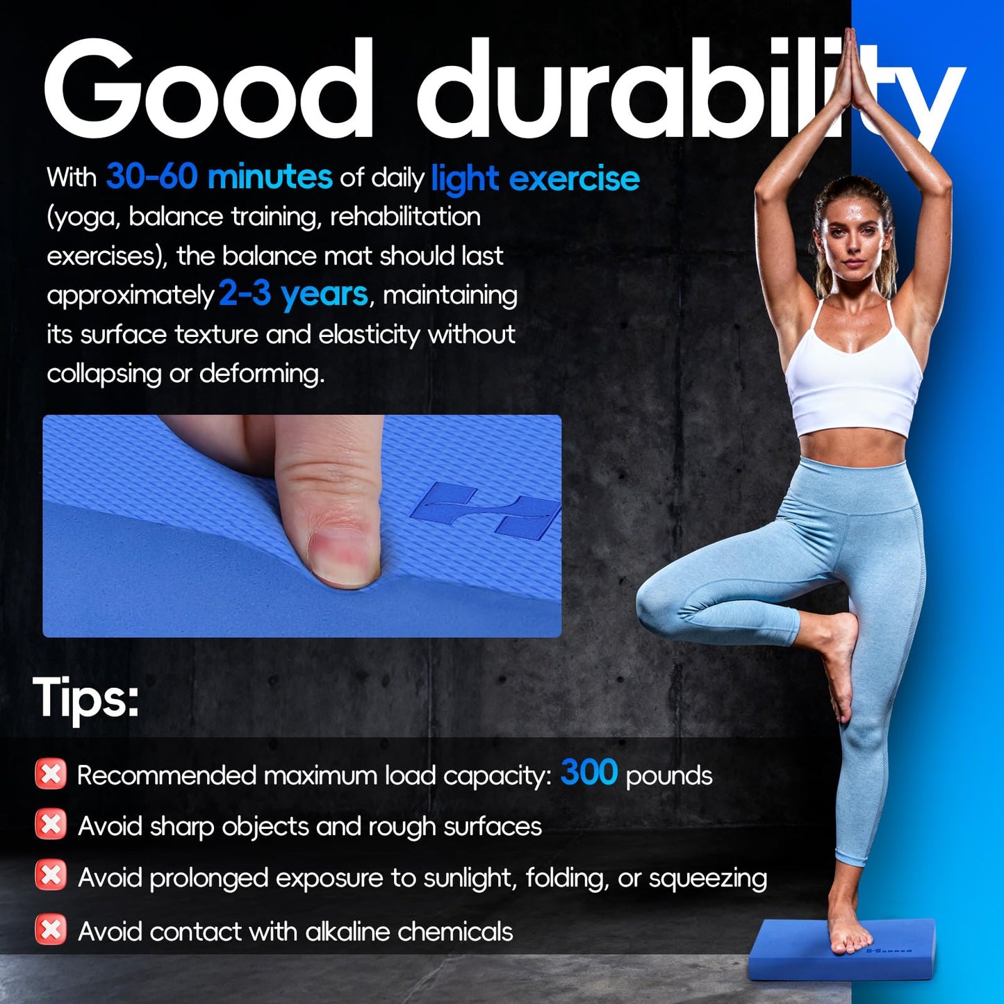 Professional Balance Pad, Nonslip Foam Exercise Balance Pad Cushion for Physical Therapy, Foam Balance Mat for Exercise, Yoga, Fitness, Stability Training and Stretching (Blue, 15.7 * 13.0 * 2in)
