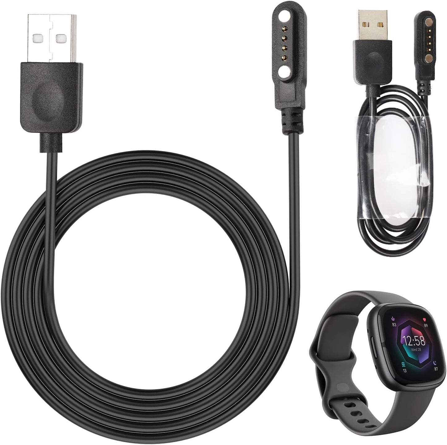 BaiWeiDun 4 7.62 mm Smart Watch Charger Cable, Universal Magnetic SmartWatch Accessories Charger Cable Pin Cord