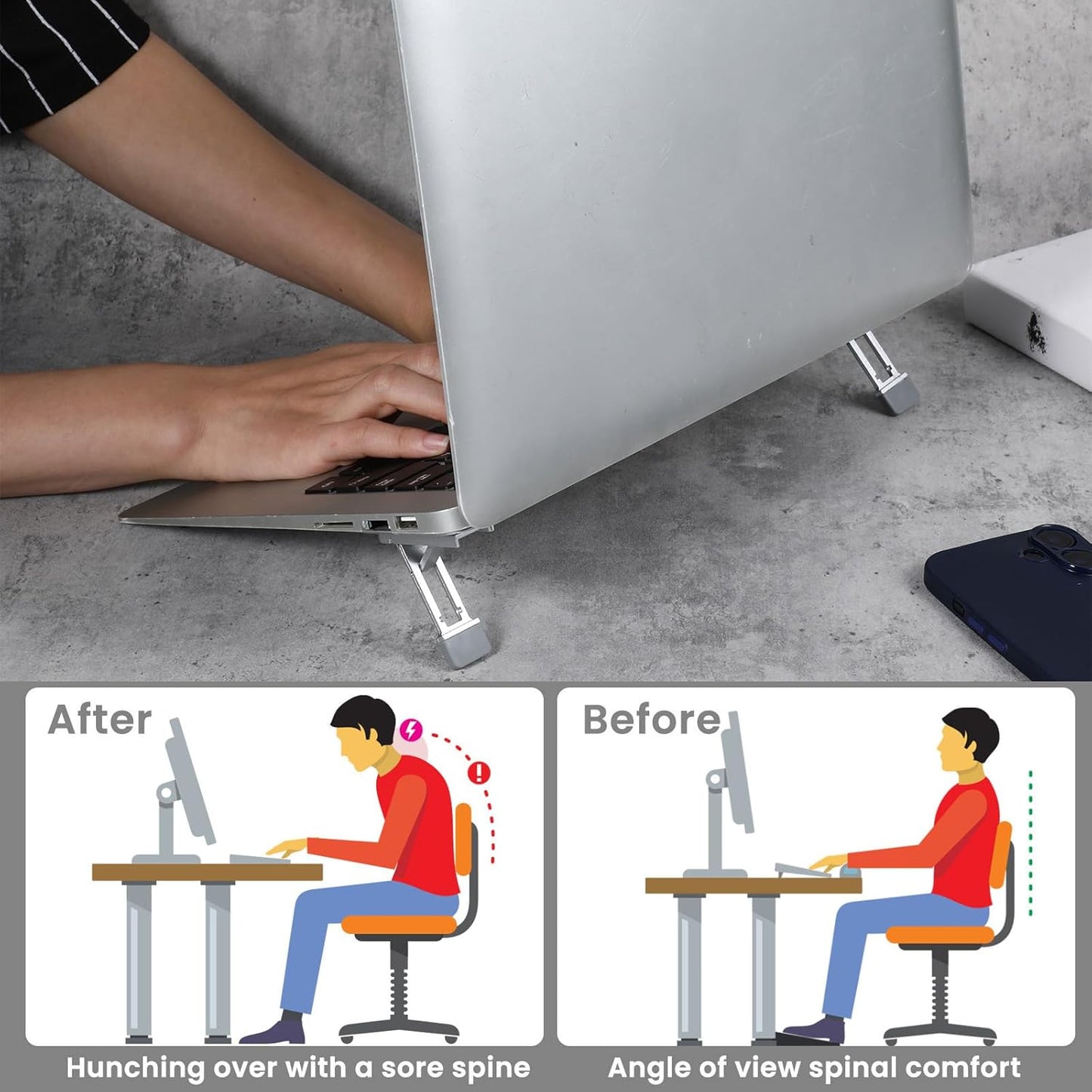 Alrhso 2 Pcs Keyboard Riser Tilt Stand Laptop Feet Riser Adhesive Keyboard Stands Portable Three Tilt Angle Adjustable