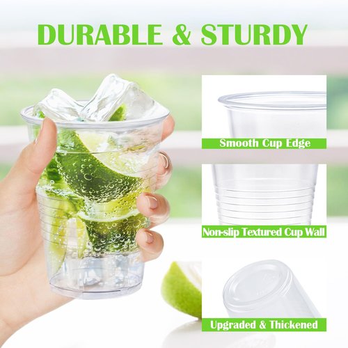 Clawsoff 2000 Pack 9 oz Clear Plastic Cups, 9 Ounce Disposable Drinking Cups for Party, Event, Picnic, Cold, Hot
