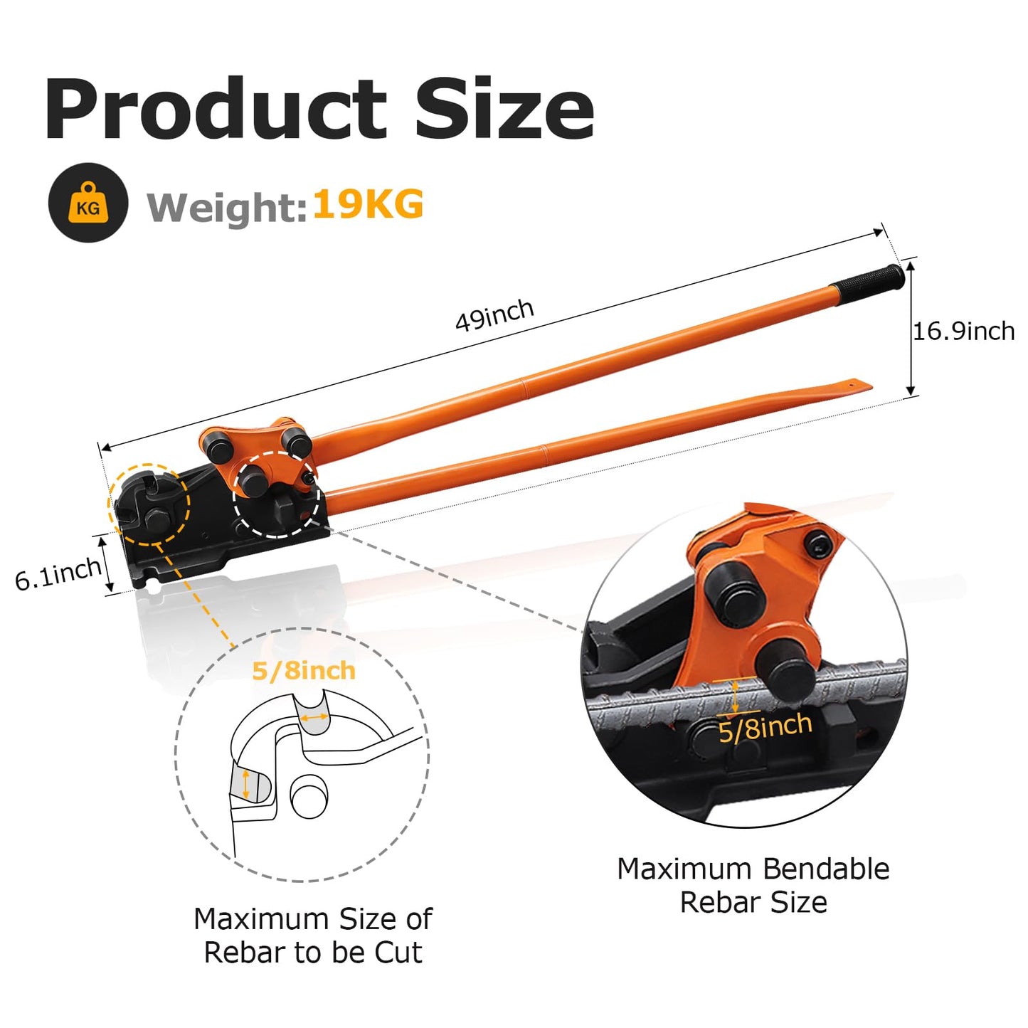 LOSCHEN Manual Rebar Cutter and Bender,for Construction Site and Home-use,Removable Rebar Shears, Rebar Bending Machine, Bending and Cutting Rebar up to 5/8 Inch