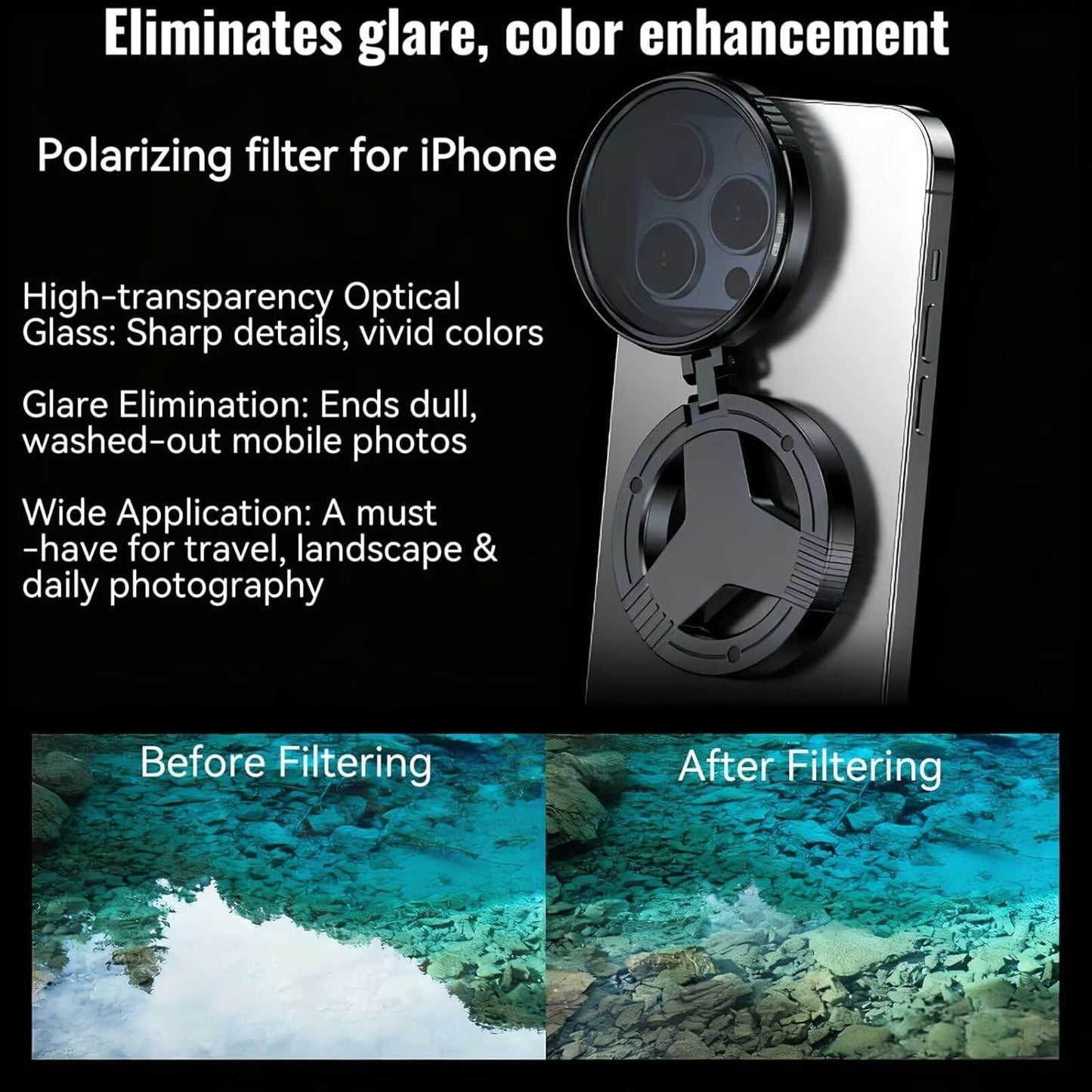 AWAKINK 52mm 17/16/15/14/13 Magnetic CPL Filter for iPhone, Polarizing Filter, Circular Polarized Lens Filter