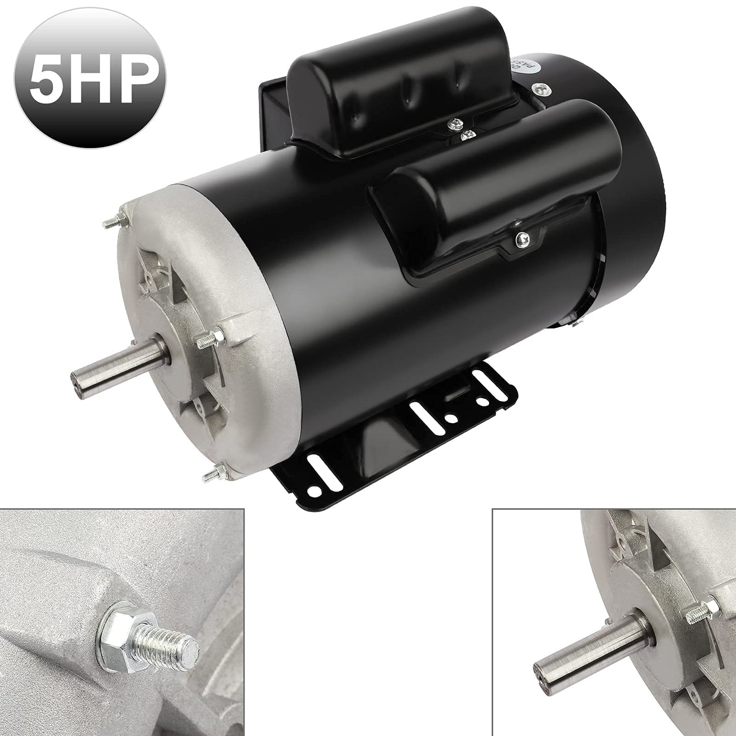 5HP Electric Motor 3450 RPM Farm Duty Single Phase Motor 56 Frame 208-230V 5/8" Shaft Diameter, 60Hz CW/CCW TEFC