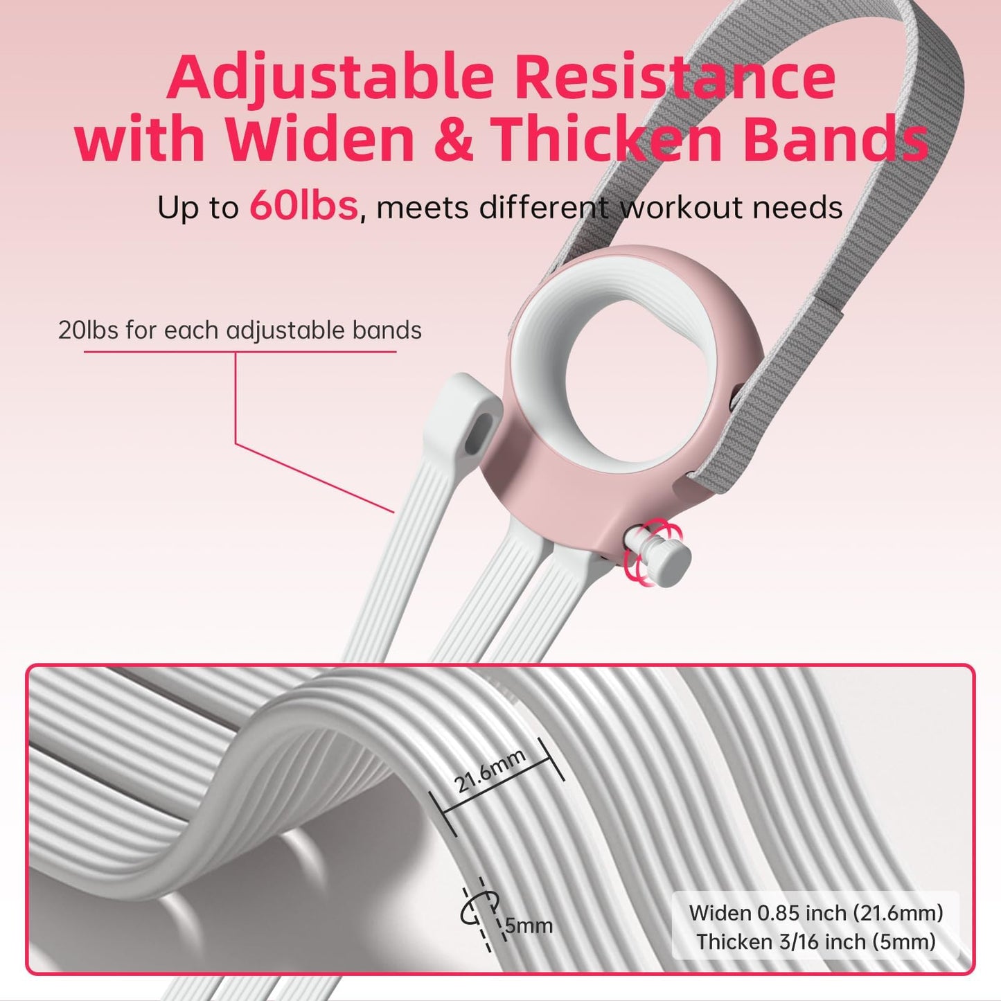 VANiGO Figure 8 Fitness Resistance Bands with Handles, 20-60lb Adjustable Elastic Excercise Band, Non-Slip Fabric Silicone Bands for Strength Stretch Flexibility Training Arms Back Shoulder Chest Legs