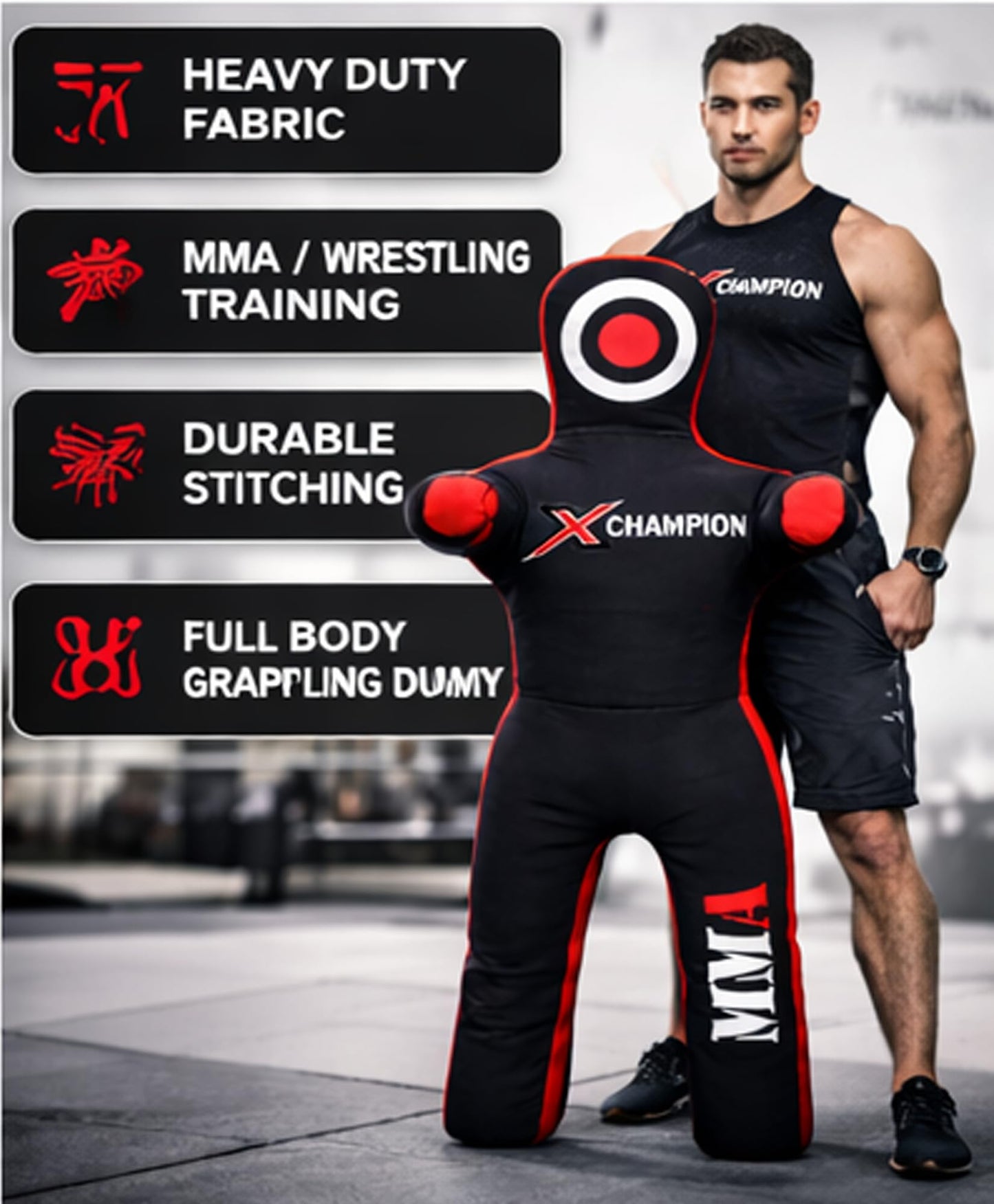 MMA Grappling Submission Dummy – Brazilian Jiu Jitsu BJJ Punching Bag for Judo, Karate, Boxing & MMA Training – UNFILLED(5Ft)