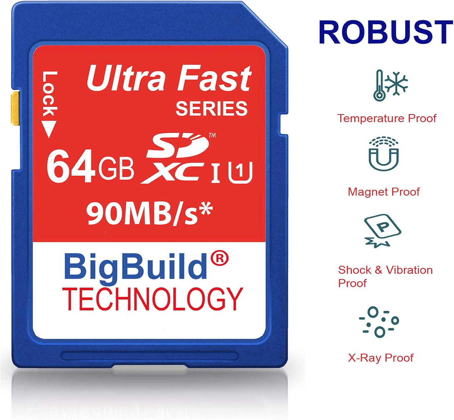 BigBuild Technology 64GB X-M5, X-S20, X-T50 SDXC Memory Card for Fujifilm Cameras