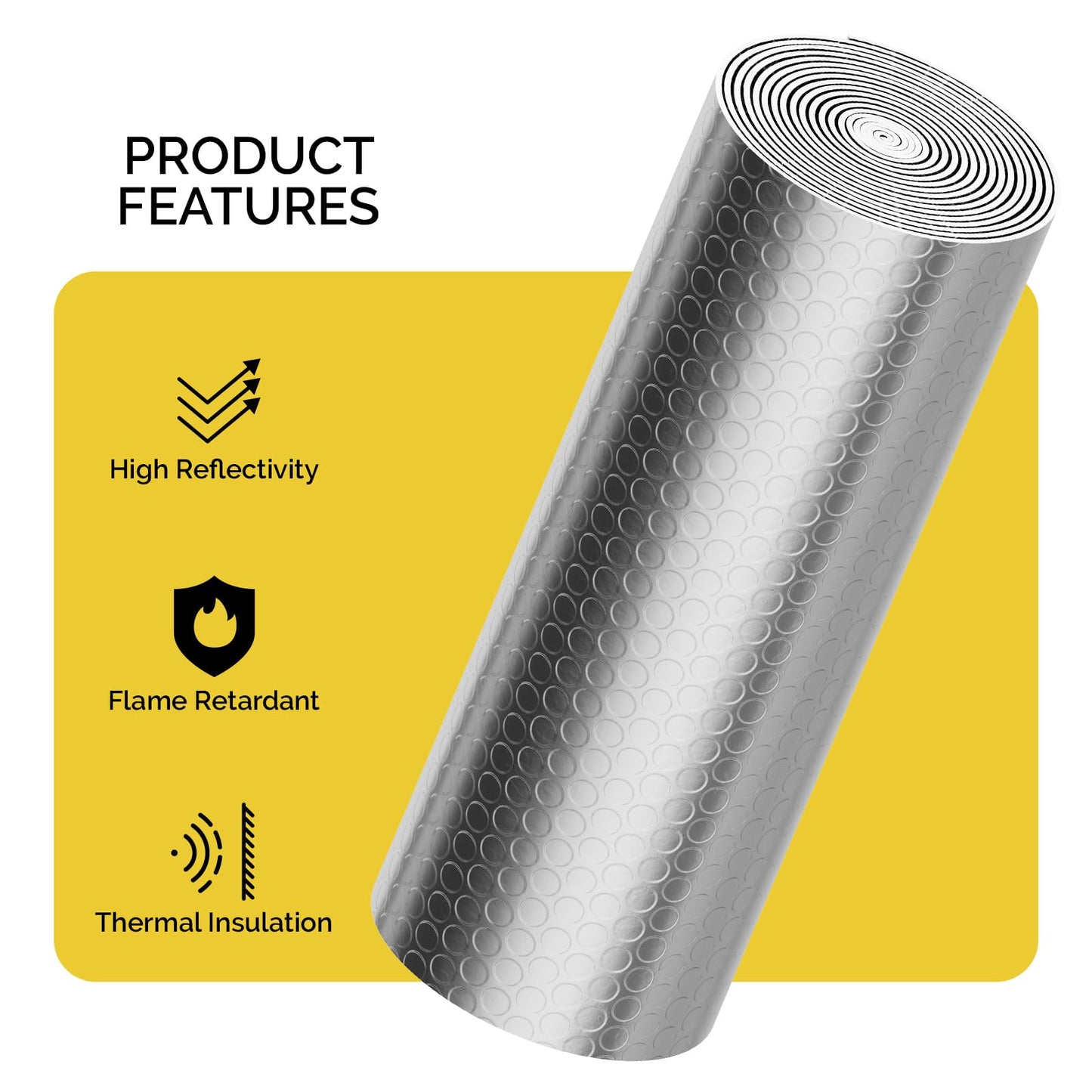 fowong Reflective Bubble Insulation Sheet, Double Side Window Insulation for Summer Heat, 48" x 10 Ft Aluminum Foil Bubble Shield, Sun Reflector for Window, RV, Garage Door, Roof