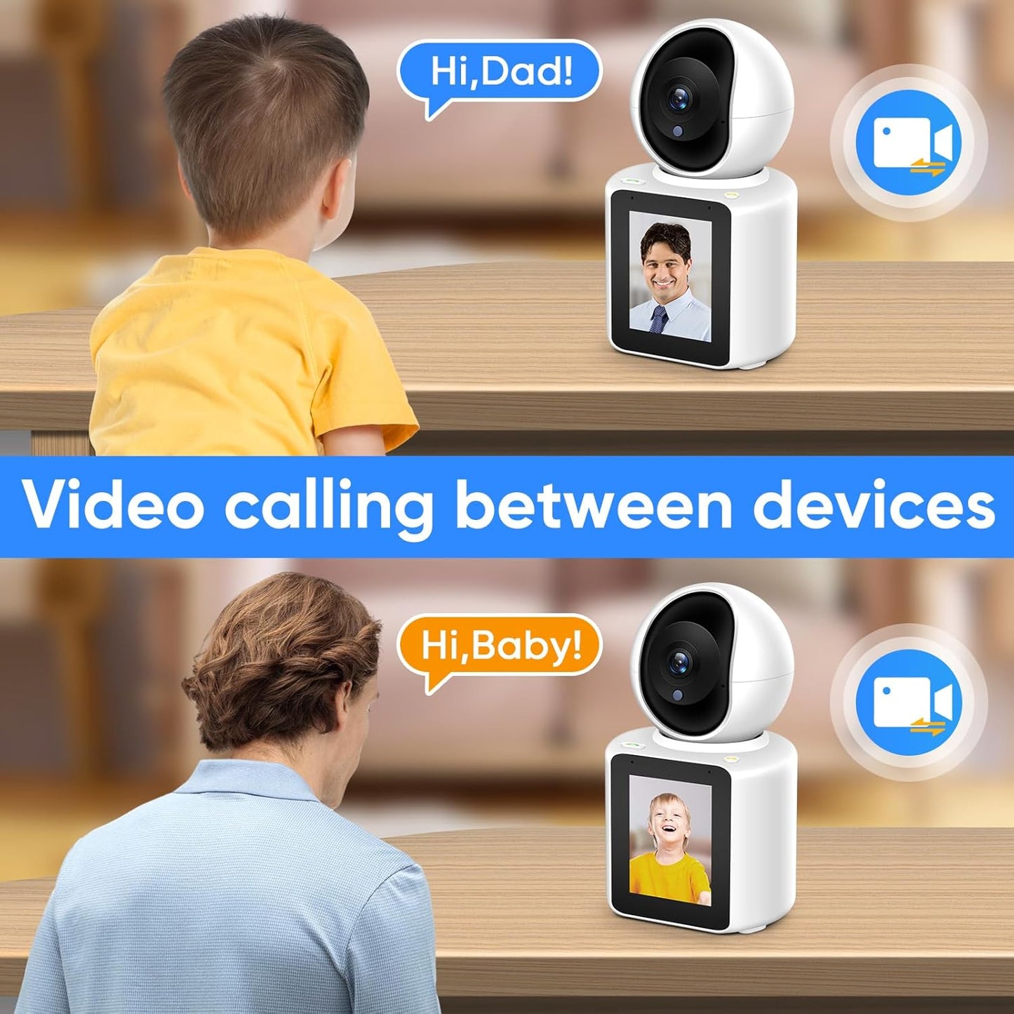 MYPIN 2K 360 Two-Way Video/Audio Indoor Camera, Child/Elder/Dog/Pet Camera with Phone App& Degrees Pan Tilt, Night