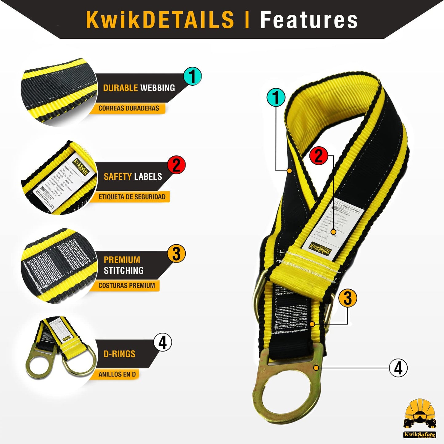 KwikSafety - 6' mini Mamba Self Retracting Lifeline [COMBO] Class 1 Retractable Safety Lanyard SRL ANSI OSHA