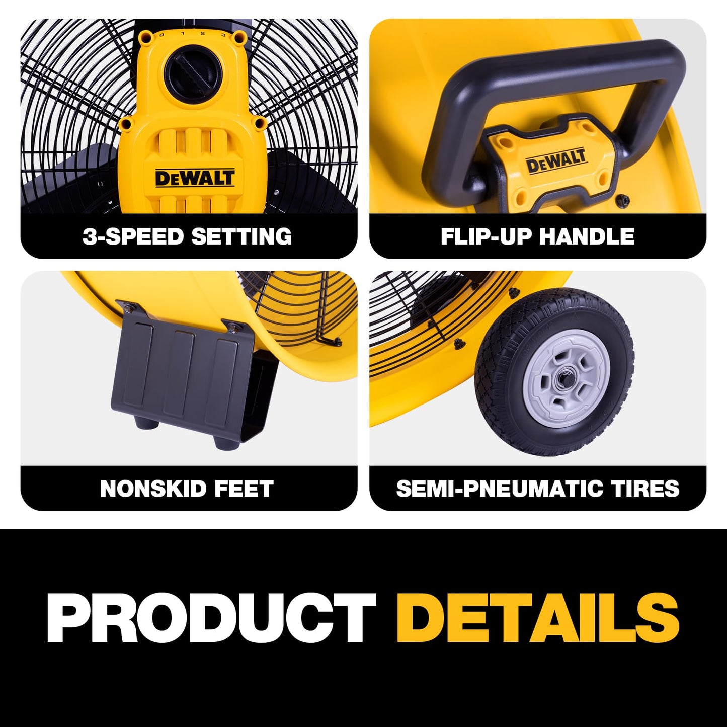 DEWALT DXF3080 High-Velocity 30" Industrial Drum Fan, 8000CFM, Floor, Barn, Warehouse Fan, Heavy Duty Metal Industrial