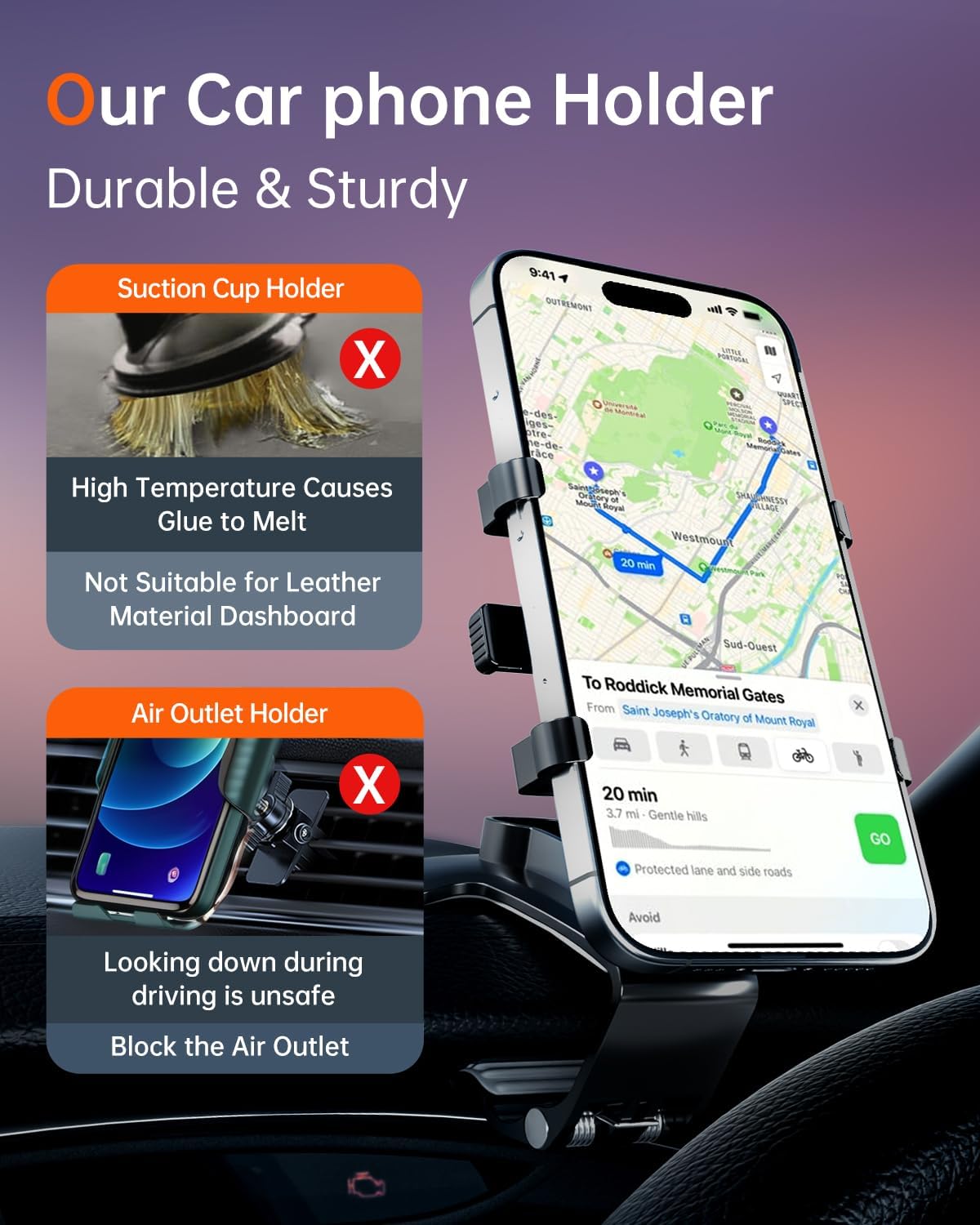 Bawyot 360 4-7 inch Car Phone Holder Mount Dashboard Mirror Upgrade Degree Rotation Rear View and Sun Visor