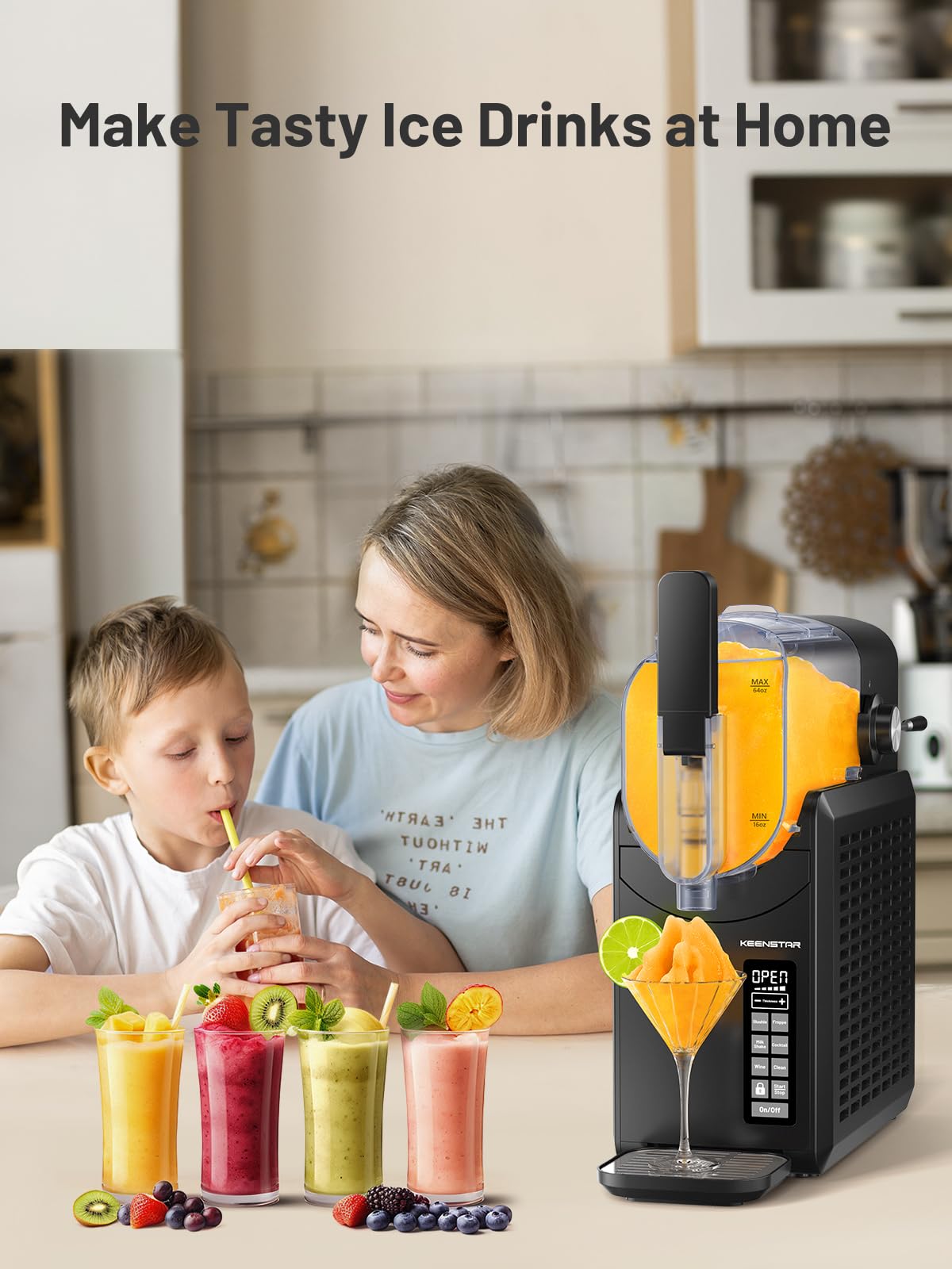 KEENSTAR Slushie Machine, Slushy Machine for Home with 5 Preset Programs, No Ice Needed, Frozen Drink Maker with Self-Cleaning for Frozen Margaritas, Frappés, Milkshake & More