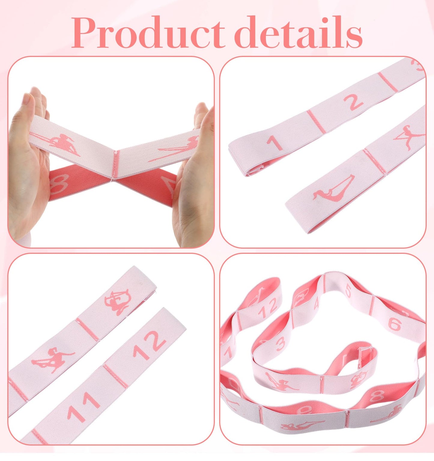12 Loop Stretch Band, 12 Loops Yoga Straps for Stretching, Yoga Strap for Flexibility Training, Leg Stretch & Exercise, Durable Elastic Resistance Band