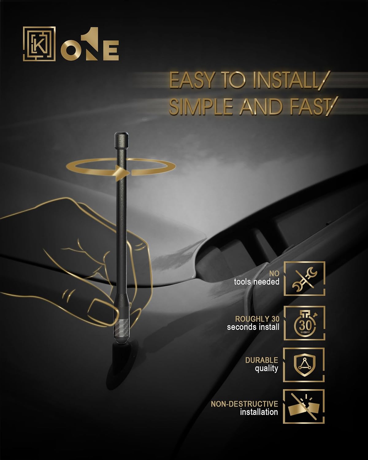 KEYO1E 2007-2026 1500/7.9 Inches Carbon Fiber Antenna Compatible with GMC Sierra & Chevy Silverado Flexible Rubber